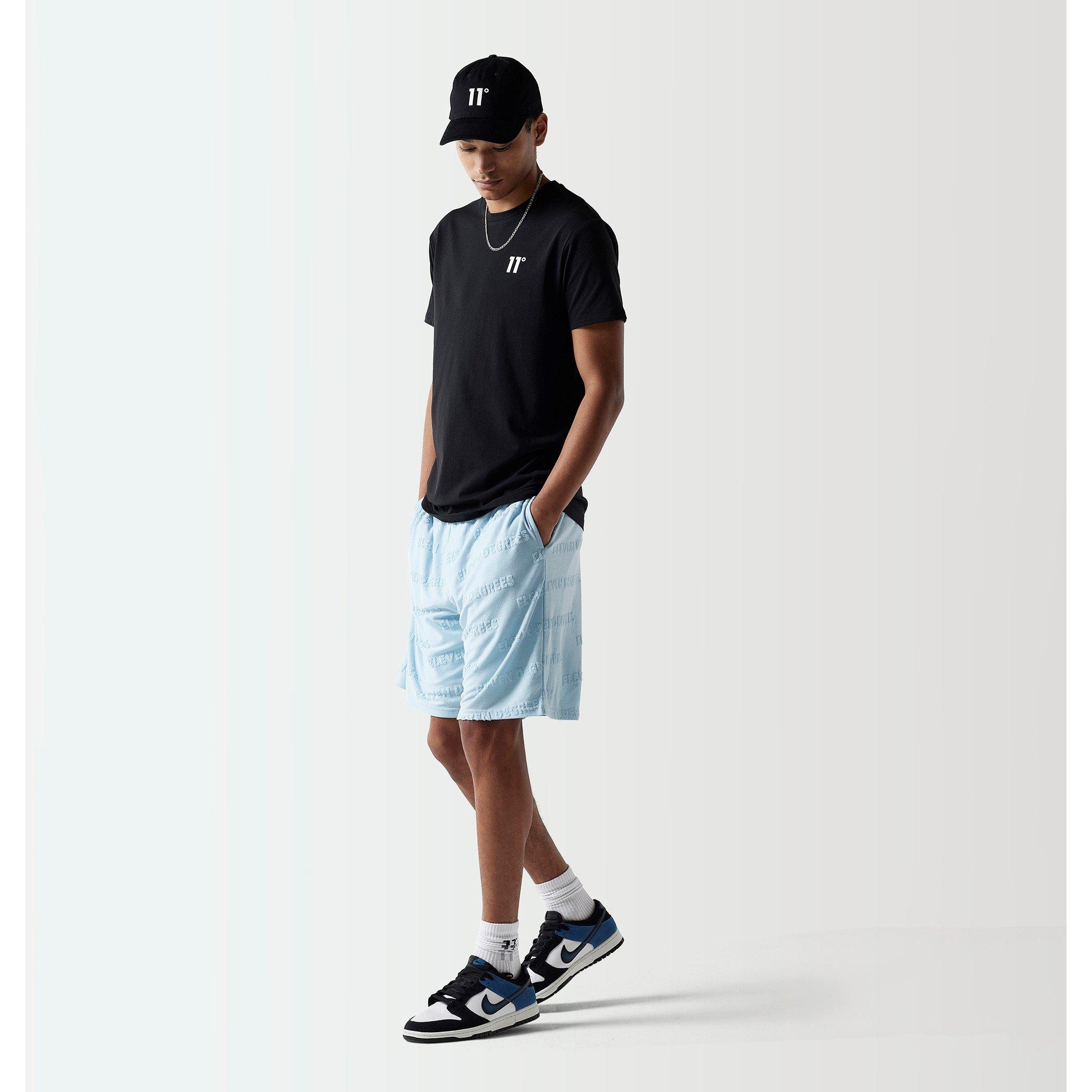 Ice Blue - 11 Degrees - Embossed Towelling Shorts Mens - 1