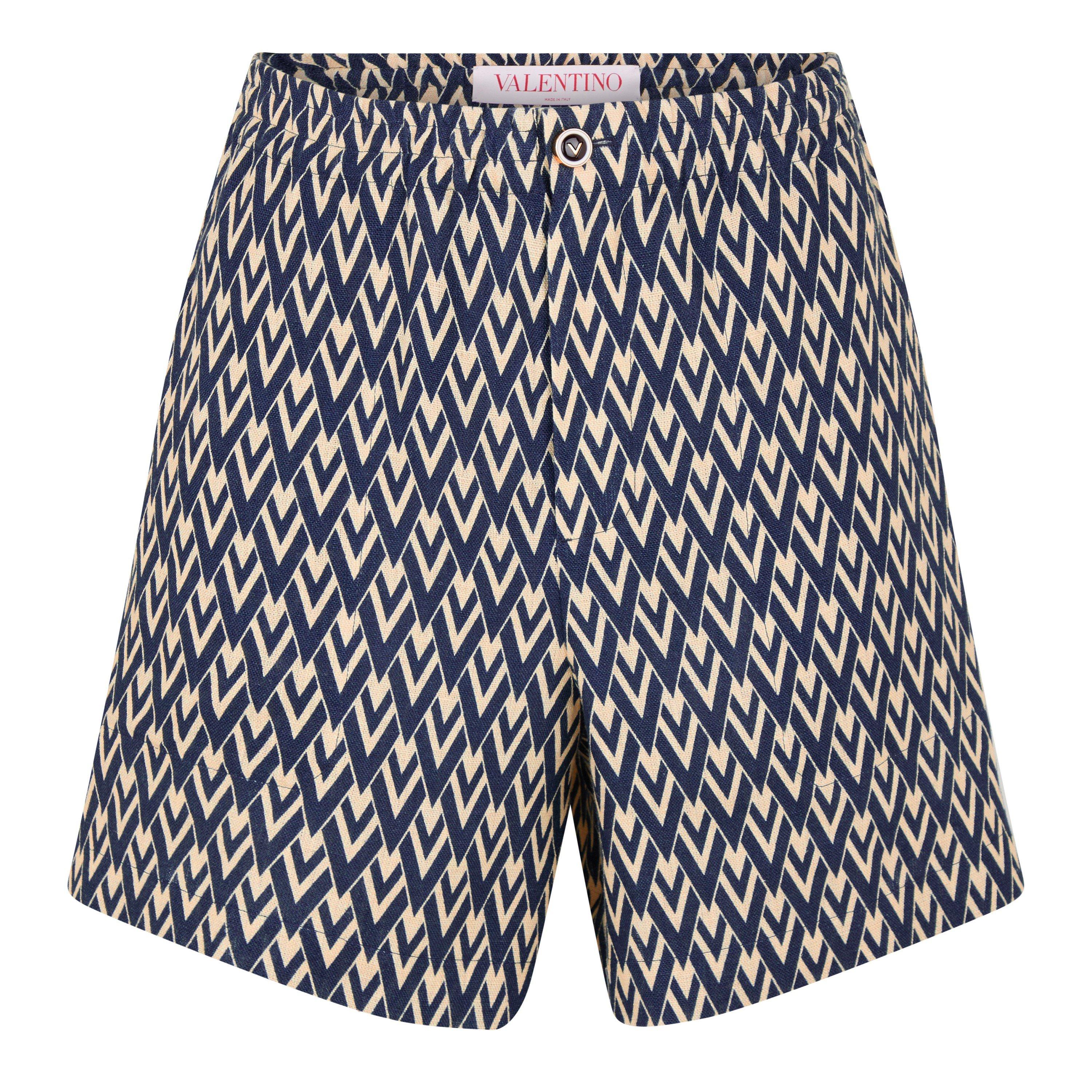 Navy/Cream - Valentino - V Emblem Shorts - 1