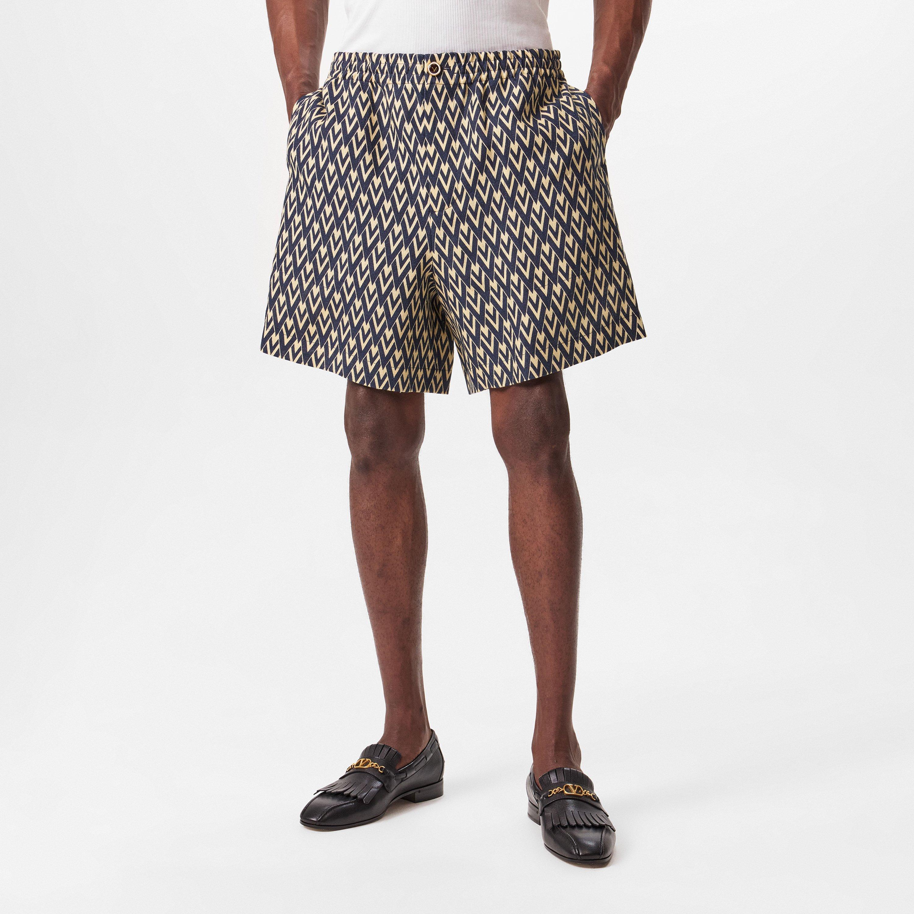 Navy/Cream - Valentino - V Emblem Shorts - 3