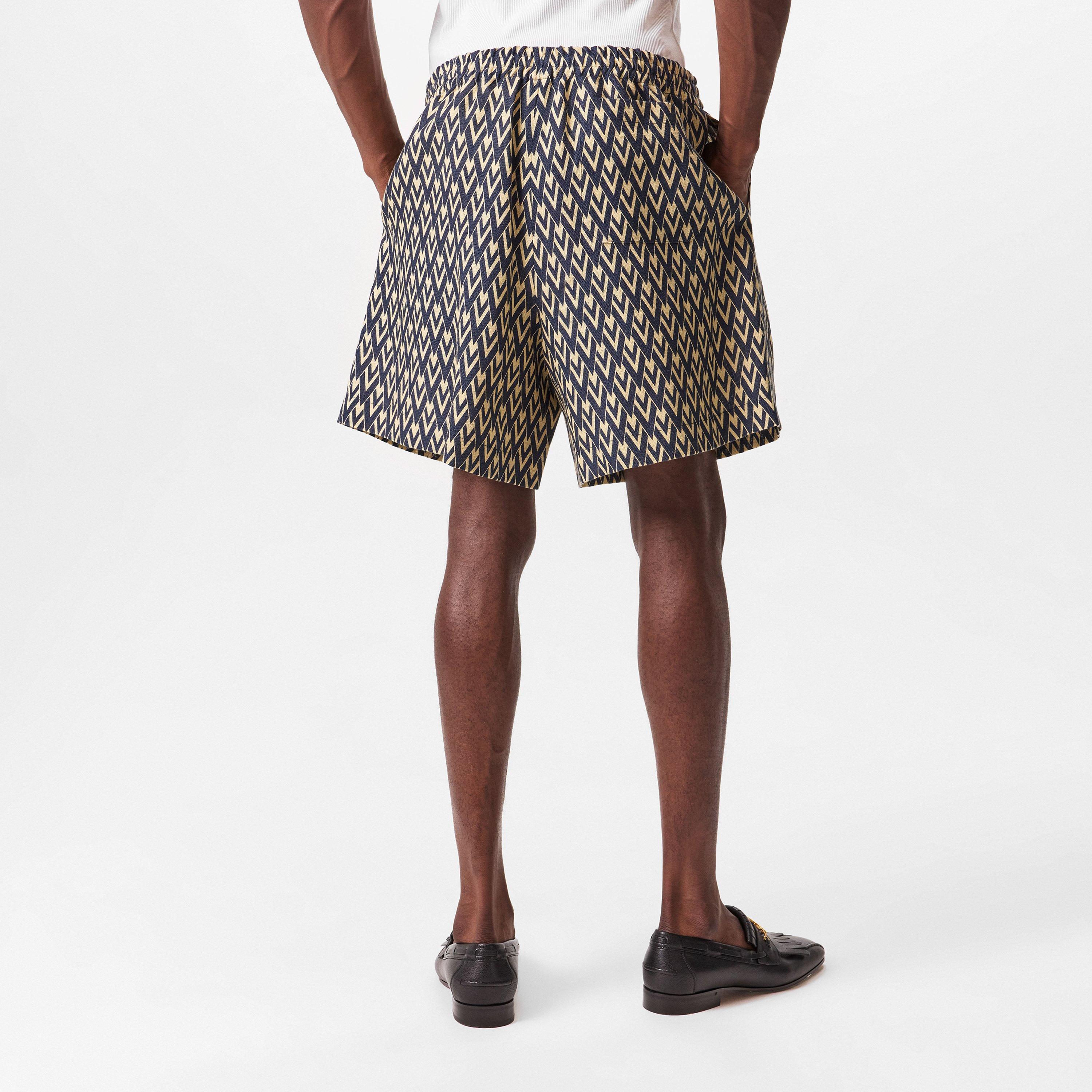 Navy/Cream - Valentino - V Emblem Shorts - 4