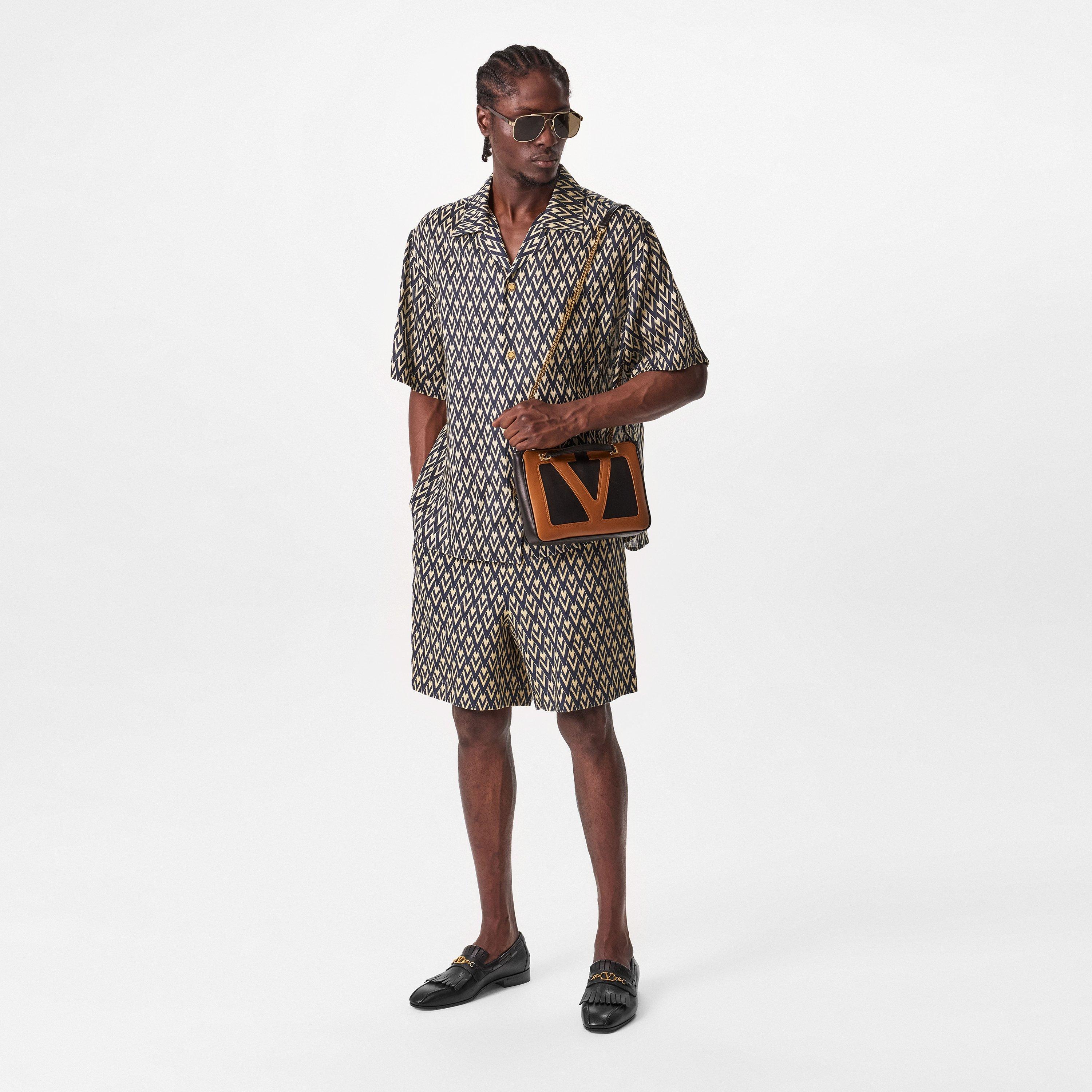 Navy/Cream - Valentino - V Emblem Shorts - 6