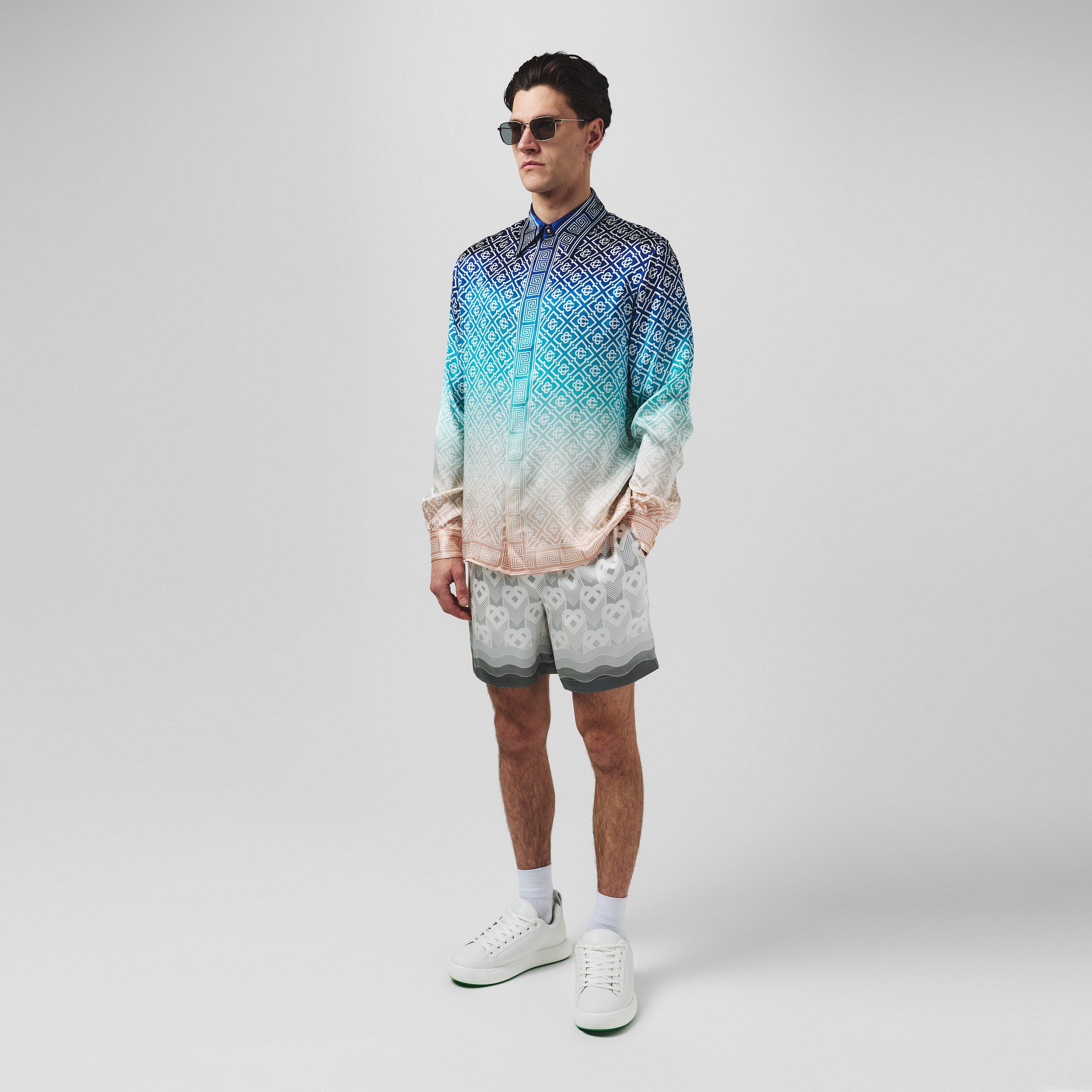 Satin Grey - Casablanca - Men's Monogram Silk Shorts - 4