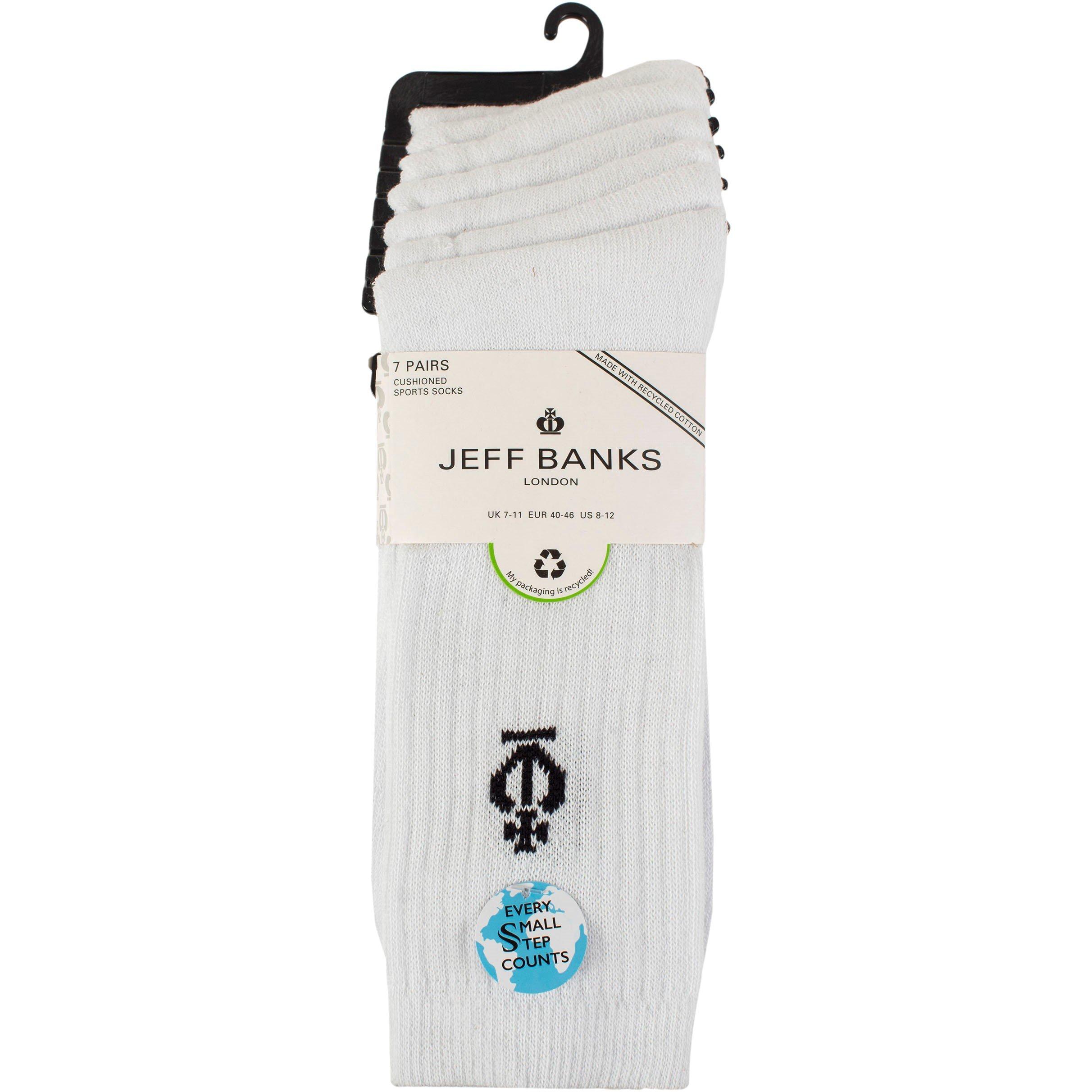 White - Jeff Banks - Men's 7 Pack Sport Crew Socks - 2