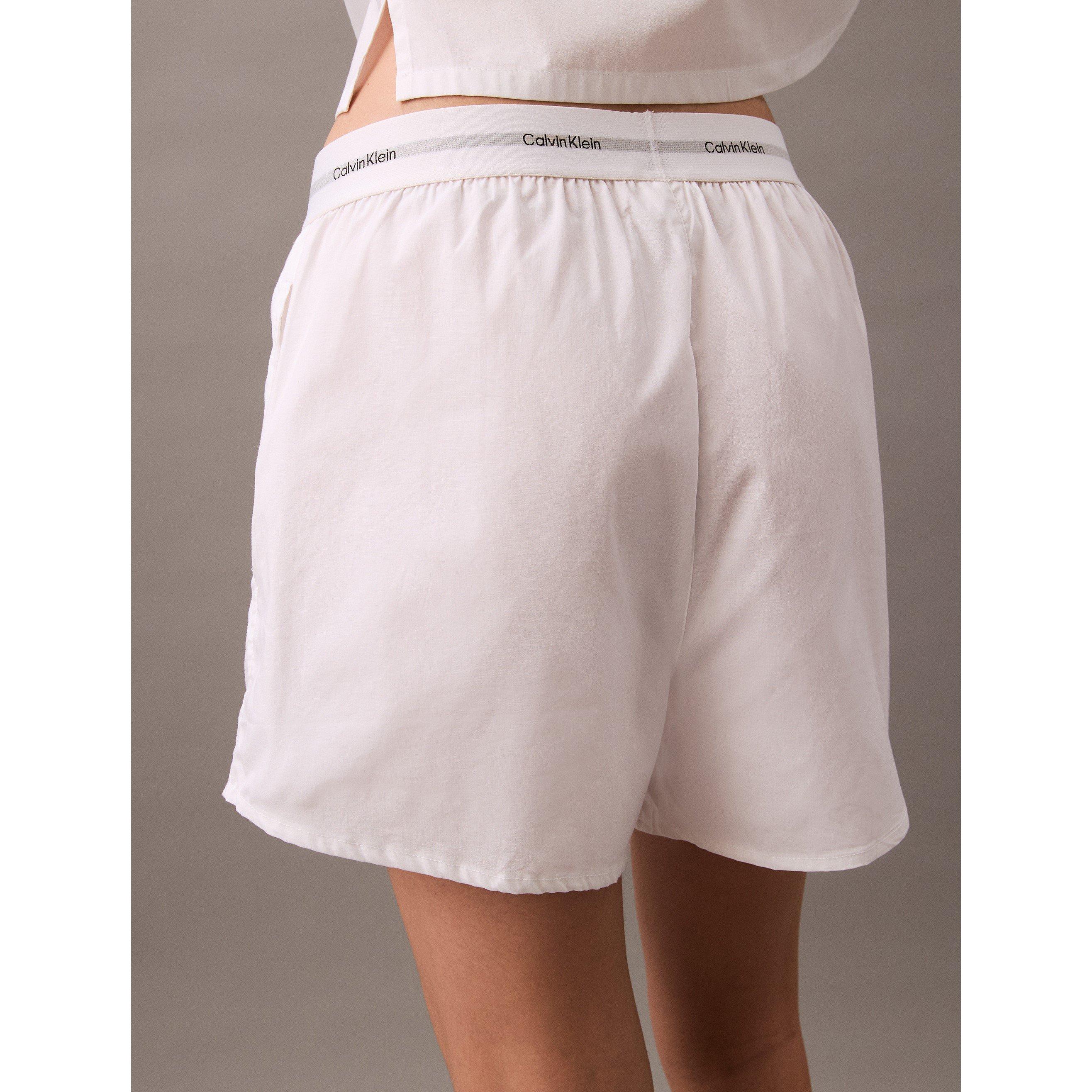 White - Calvin Klein - Women's Logo Poplin Pyjama Shorts - 3