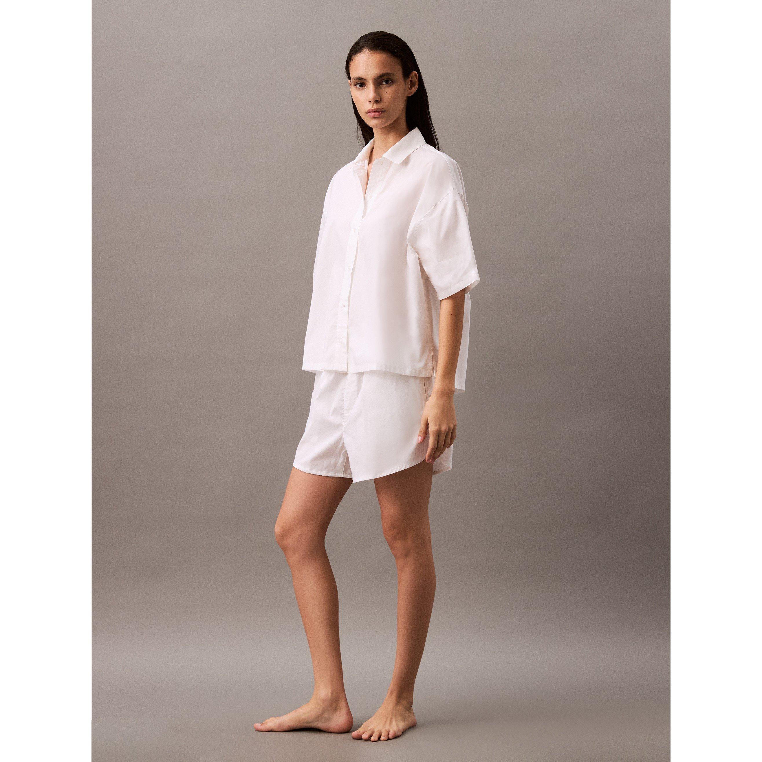Branco - Calvin Klein - Women's Button Down Pyjama Short Sleeve Top - 2