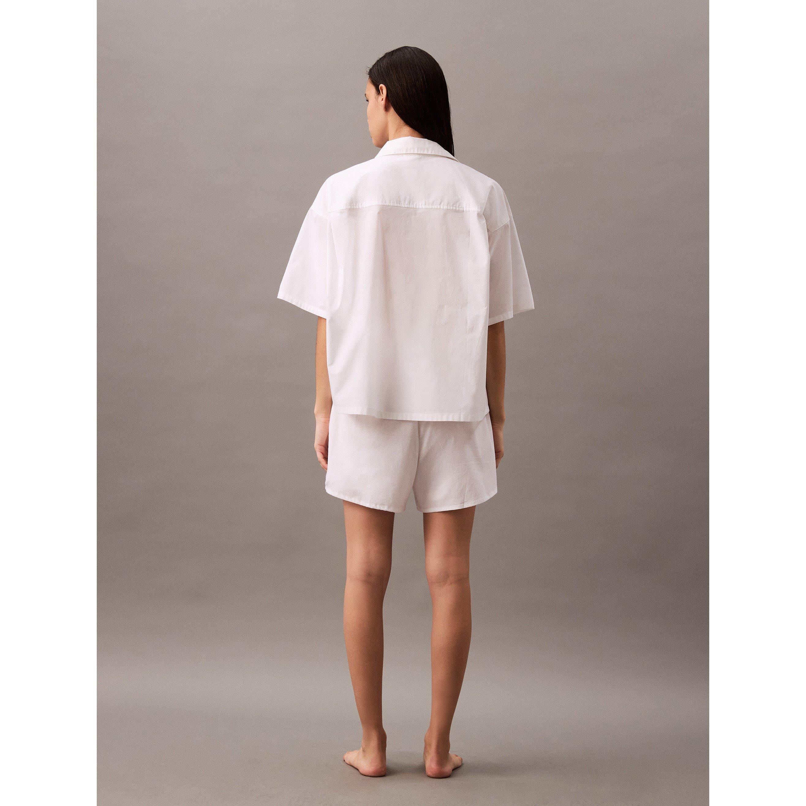 Branco - Calvin Klein - Women's Button Down Pyjama Short Sleeve Top - 3