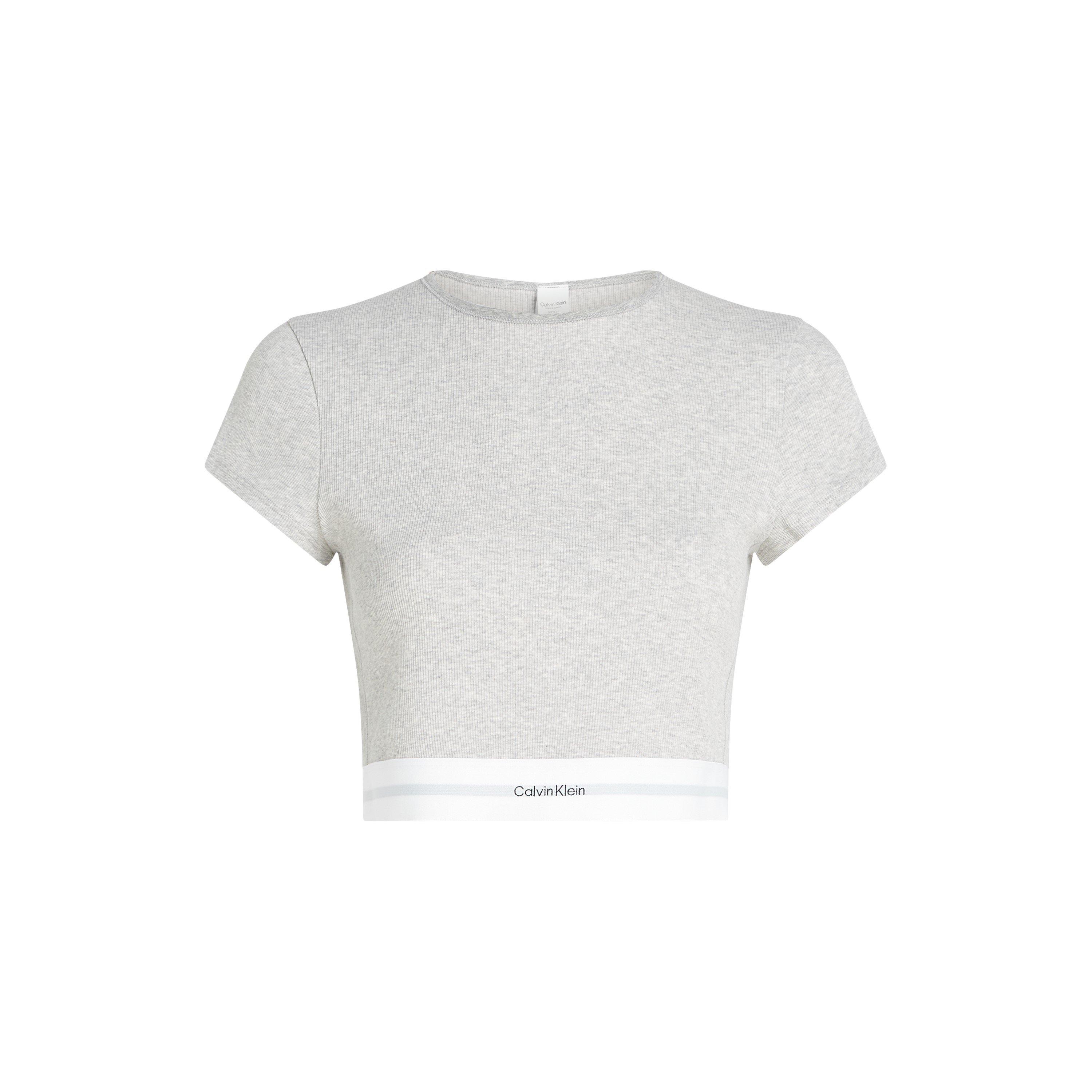 Grey Heather - Calvin Klein - COTTON STRETCH RIB CROP T-SHIRT - 5