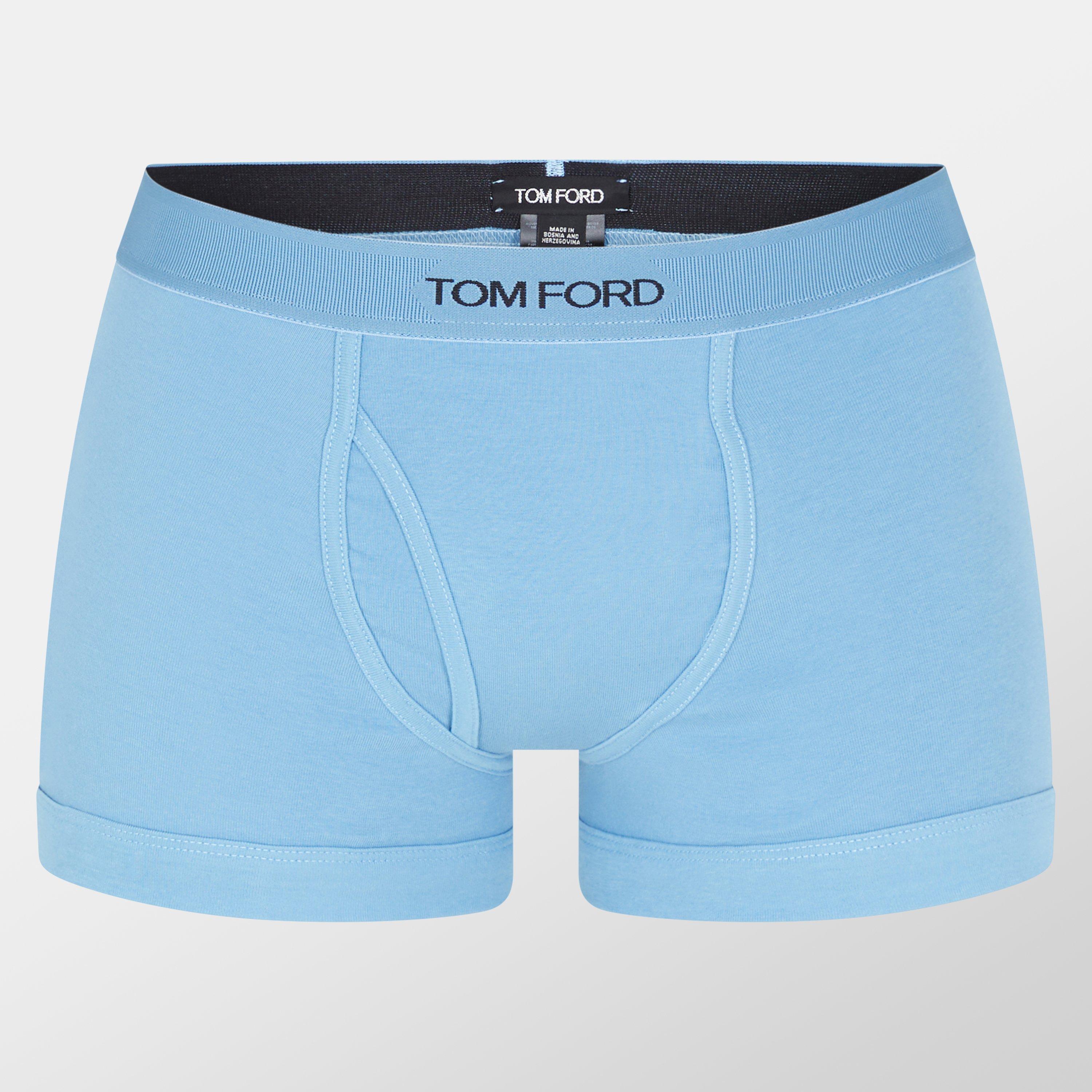 Sky Blue - Tom Ford - Men's Logo Print Tailored Fit Boxer - 1