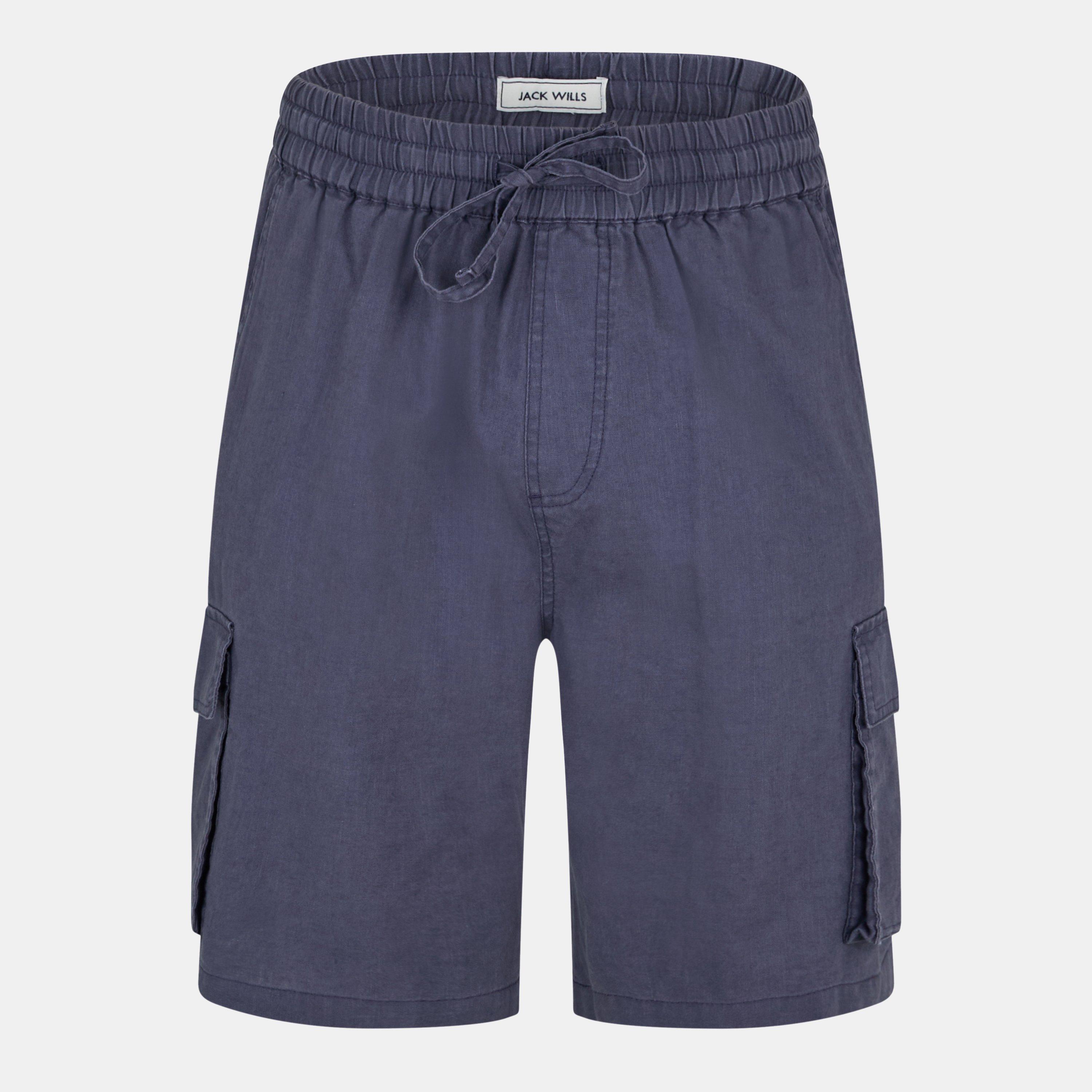 Jack Wills Men's Linen Cargo Tracksuit Shorts - Blue Ink - M