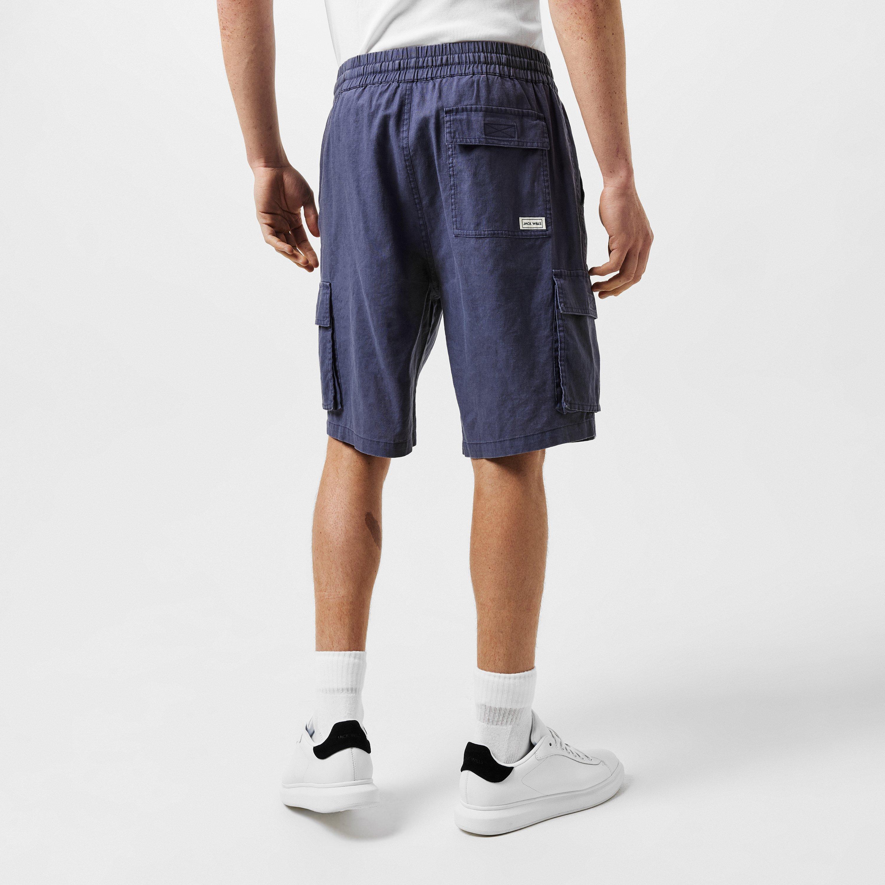 Blauwe inkt - Jack Wills - Linen Cargo Tracksuit Shorts - 4