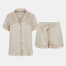 Chelsea Peers Satin Lace Short Sleeve Pyjama Set