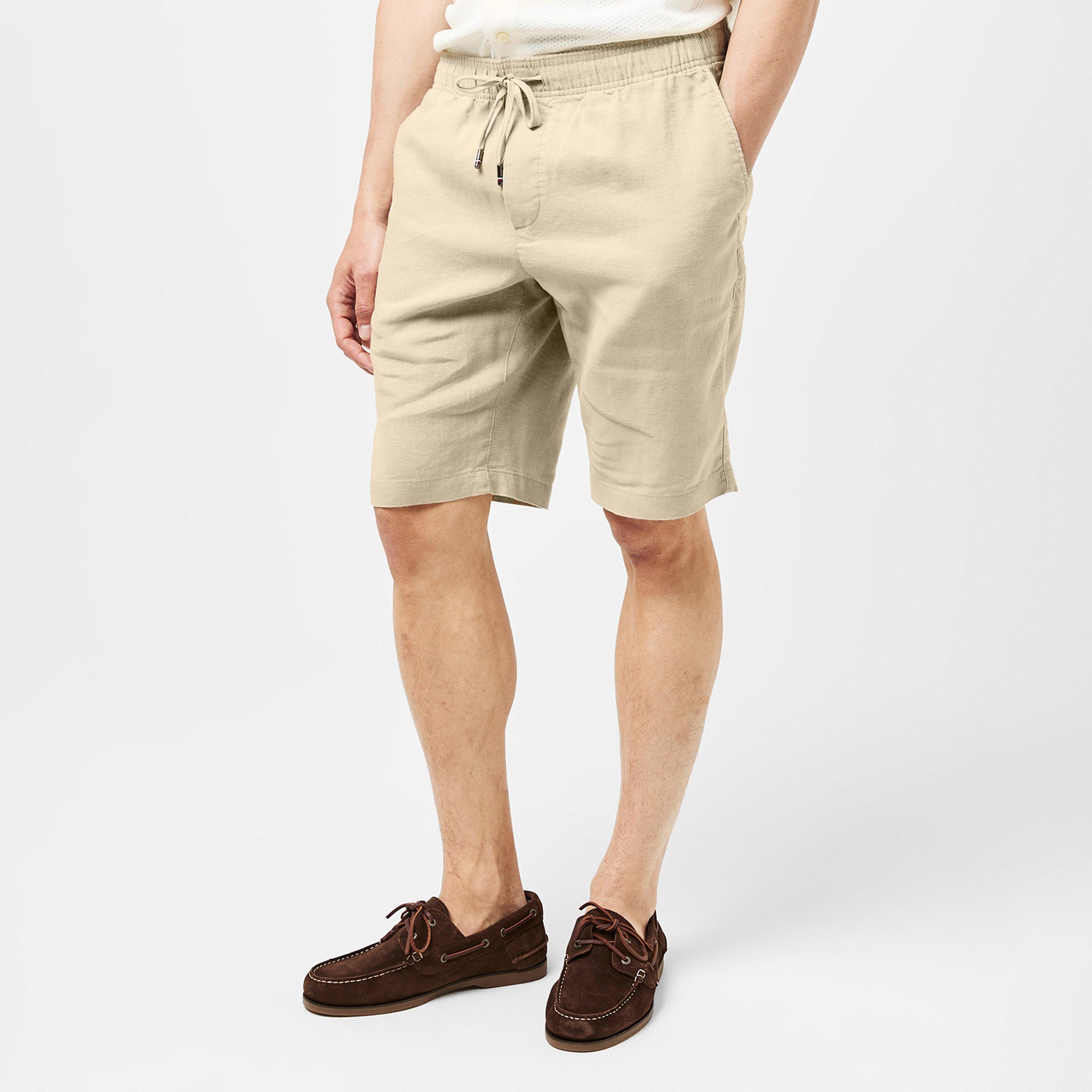 Sandalwood - Tommy Hilfiger - Men's Harlem Linen Relaxed Fit Woven Tracksuit Shorts - 3