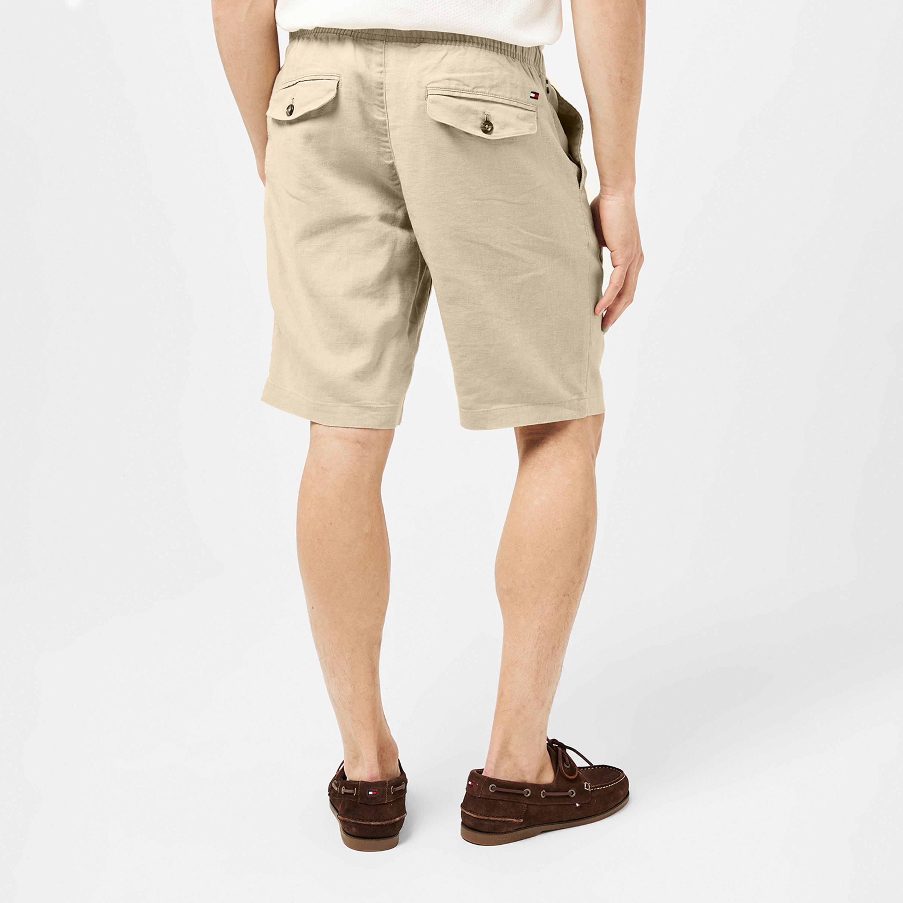 Sandalwood - Tommy Hilfiger - Men's Harlem Linen Relaxed Fit Woven Tracksuit Shorts - 4