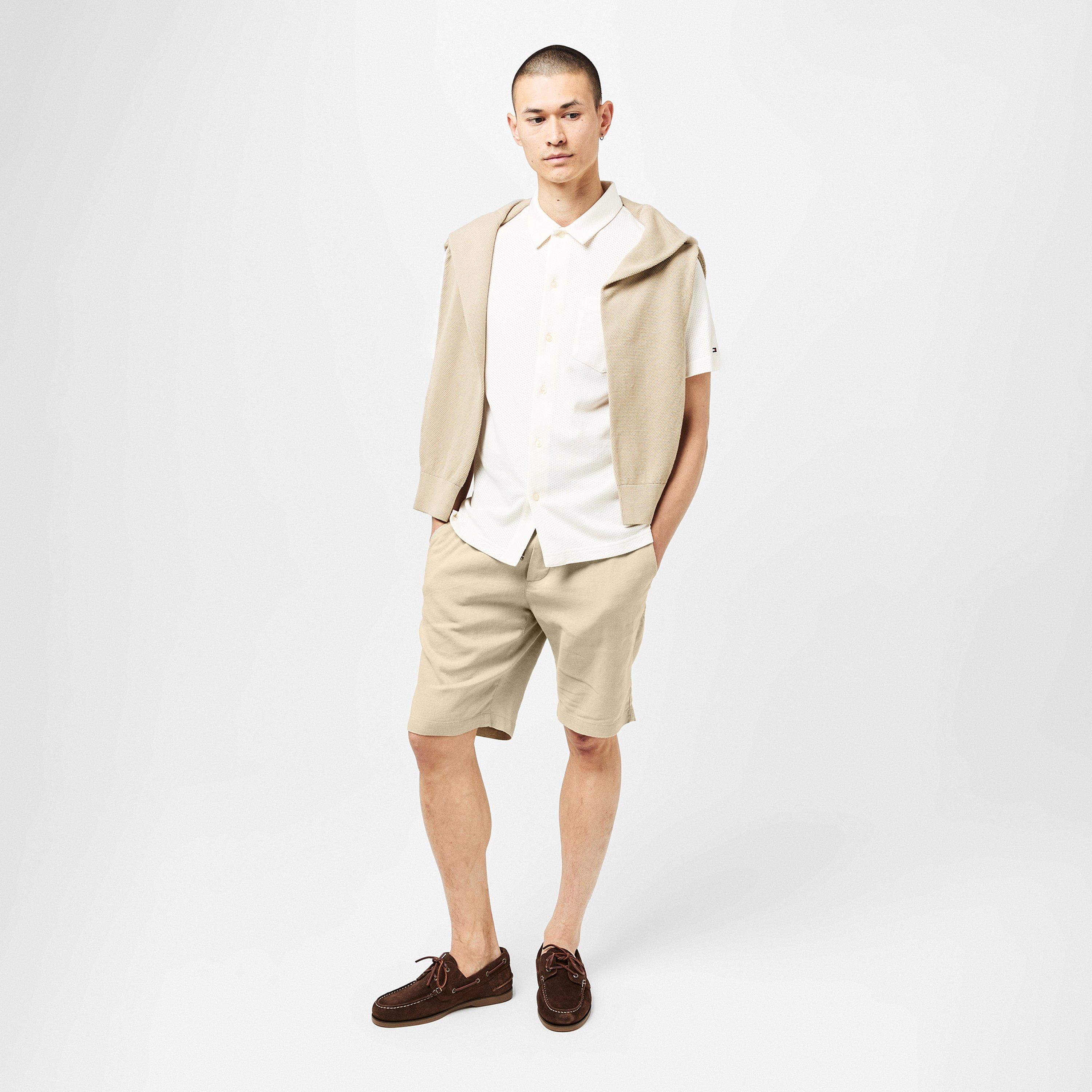 Sandalwood - Tommy Hilfiger - Men's Harlem Linen Relaxed Fit Woven Tracksuit Shorts - 6