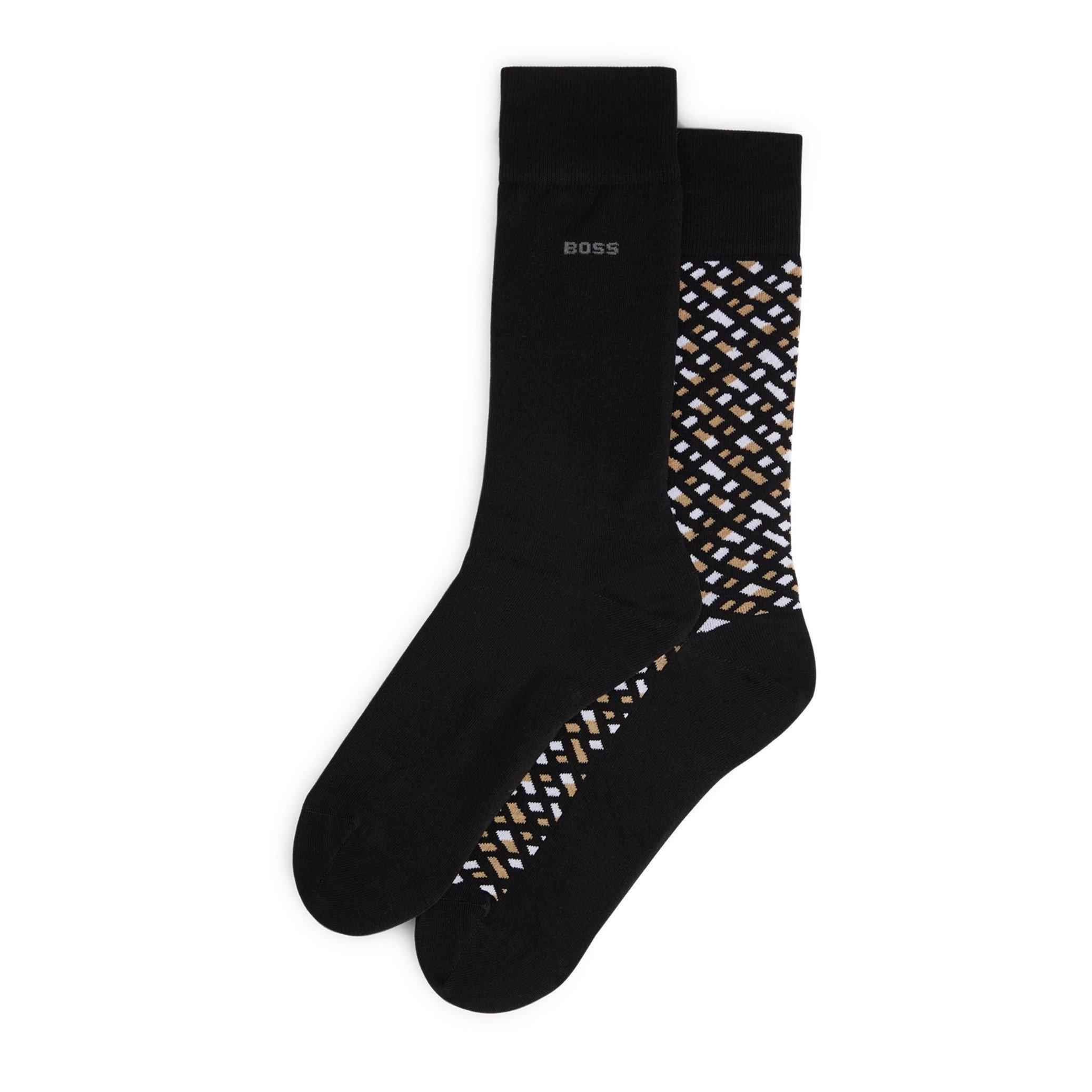 Black 001 - Boss - Men's RS Monogram Crew Socks - 5