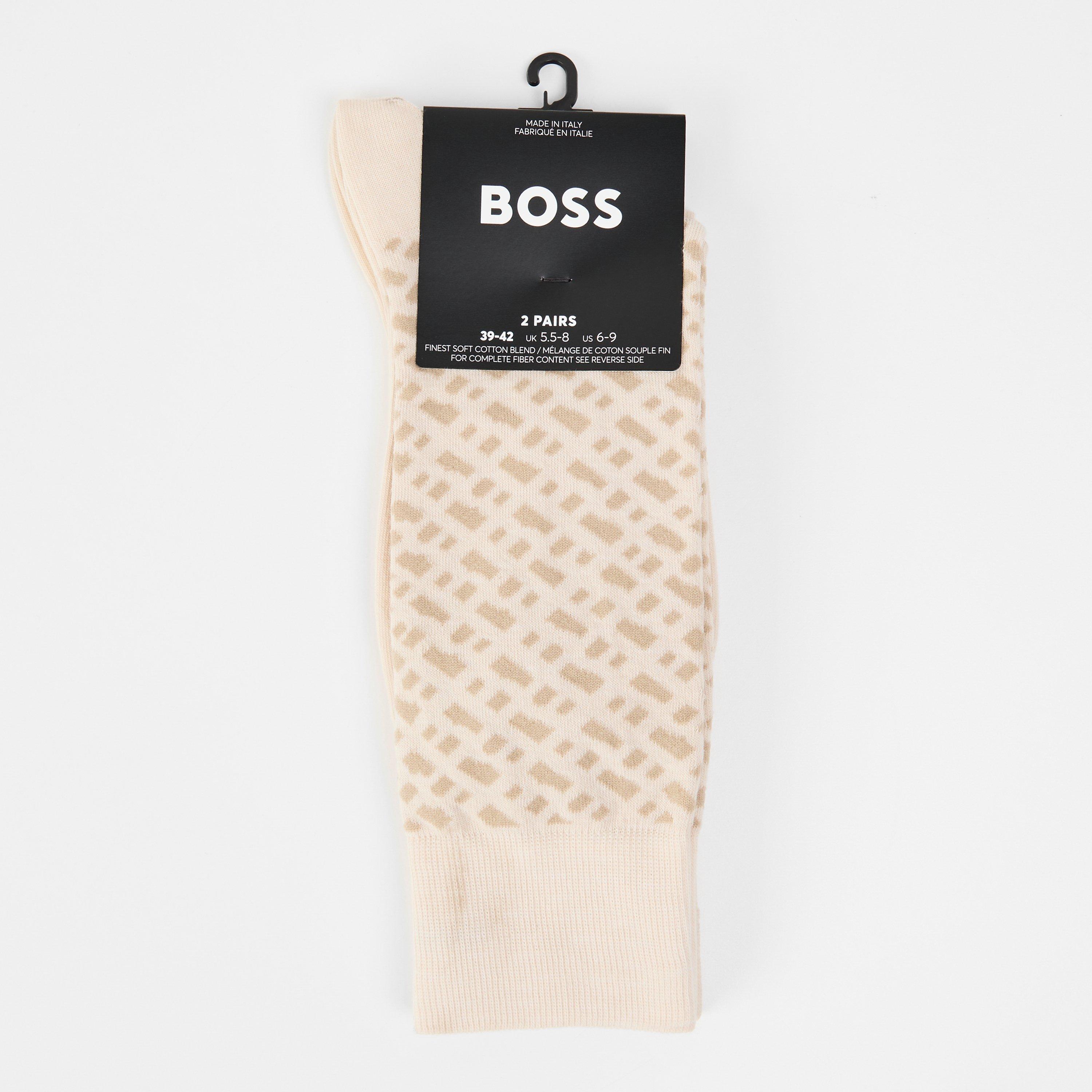 Boss Men's Rs Monogram Crew Socks - Light Beige 270 - Mens 5.5-8
