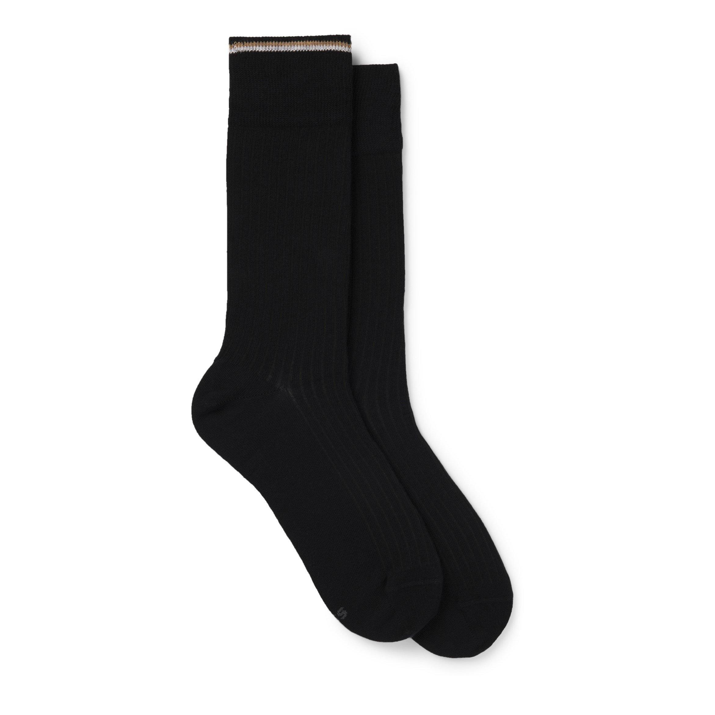 Black 001 - Boss - Men's Light Rib Crew Socks - 1