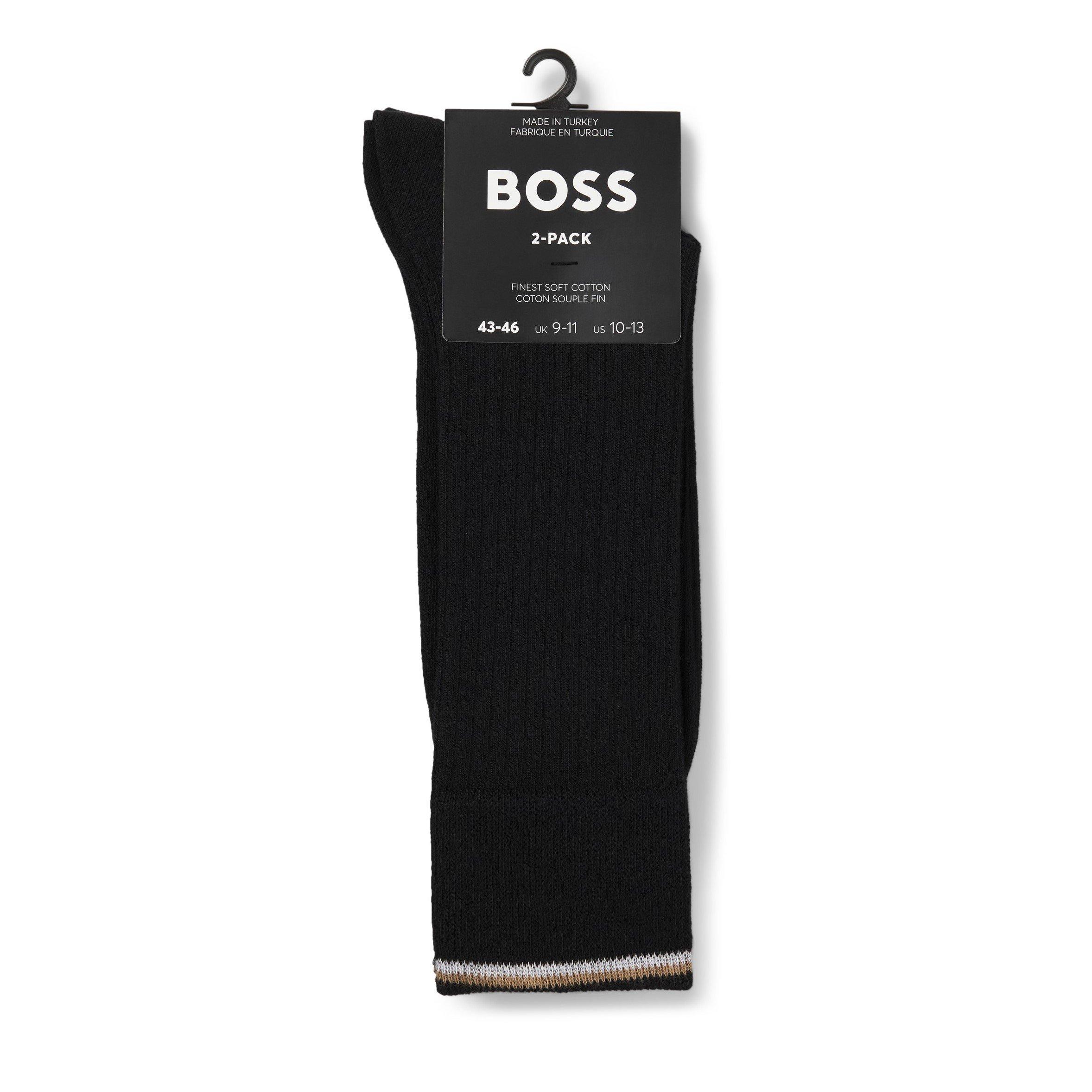 Black 001 - Boss - Men's Light Rib Crew Socks - 2