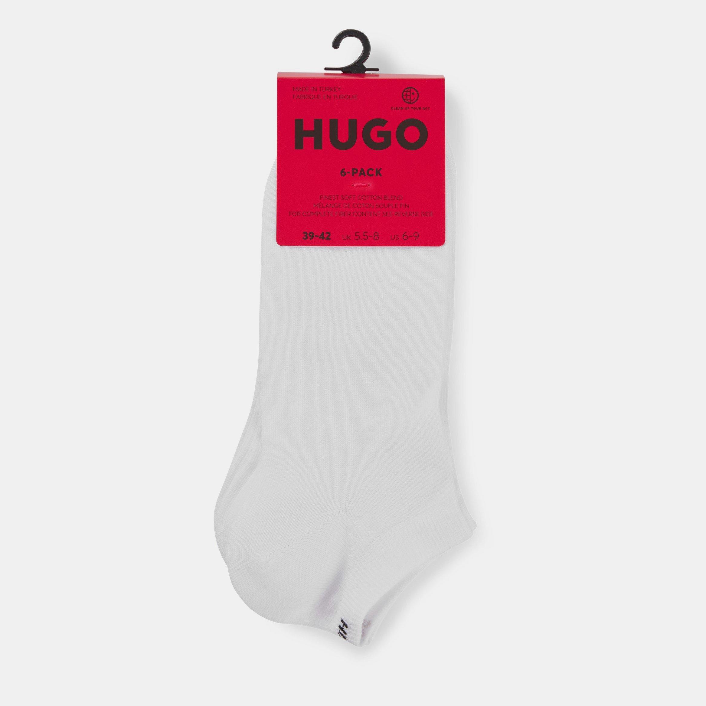 White 100 - Hugo - Men's Cotton Blend 6-Pack Trainer Socks - 3