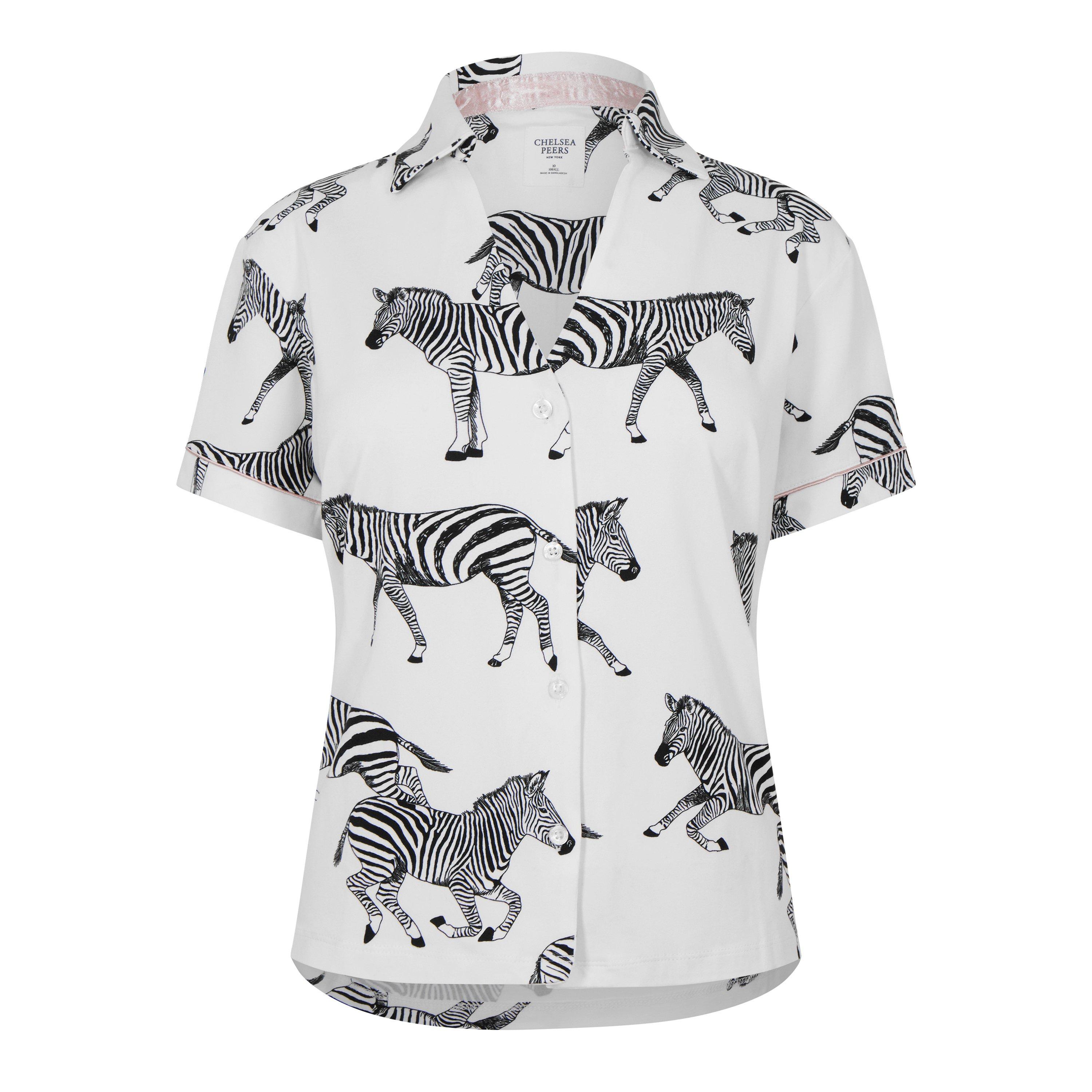 White Zebra - Chelsea Peers - Women's Zebra Print Short-Sleeve Pyjama Sets - 9