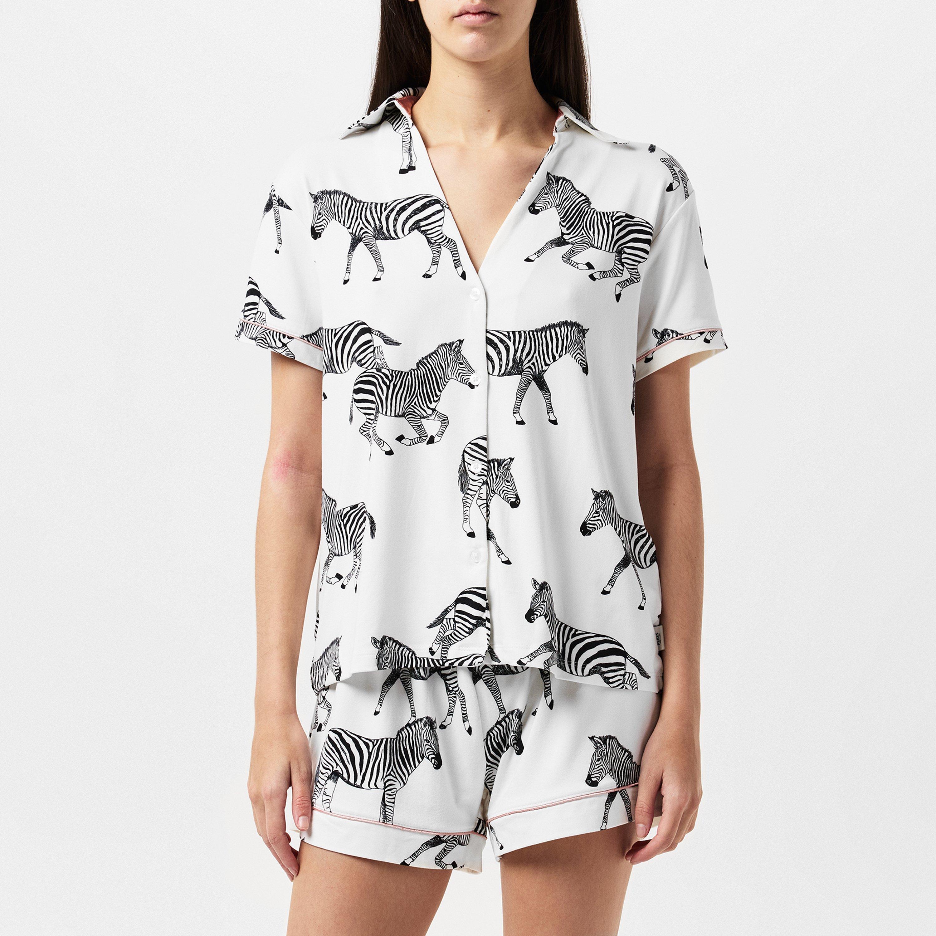White Zebra - Chelsea Peers - Women's Zebra Print Short-Sleeve Pyjama Sets - 3