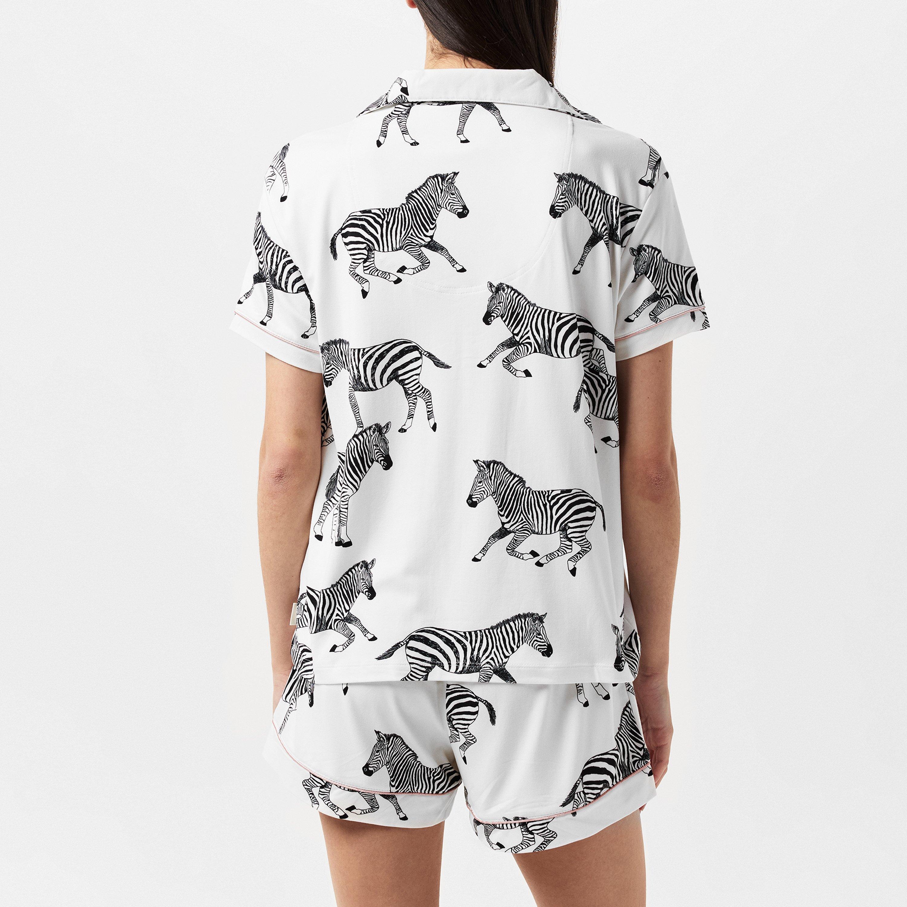 White Zebra - Chelsea Peers - Women's Zebra Print Short-Sleeve Pyjama Sets - 4