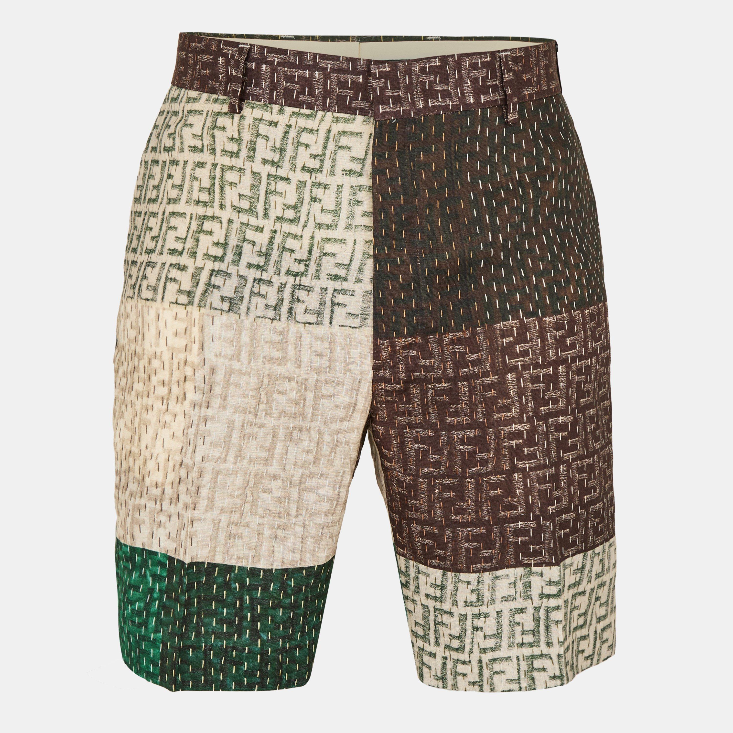 Fendi Patchwork Pattern Bermuda Shorts - Pecan - Size L (50)