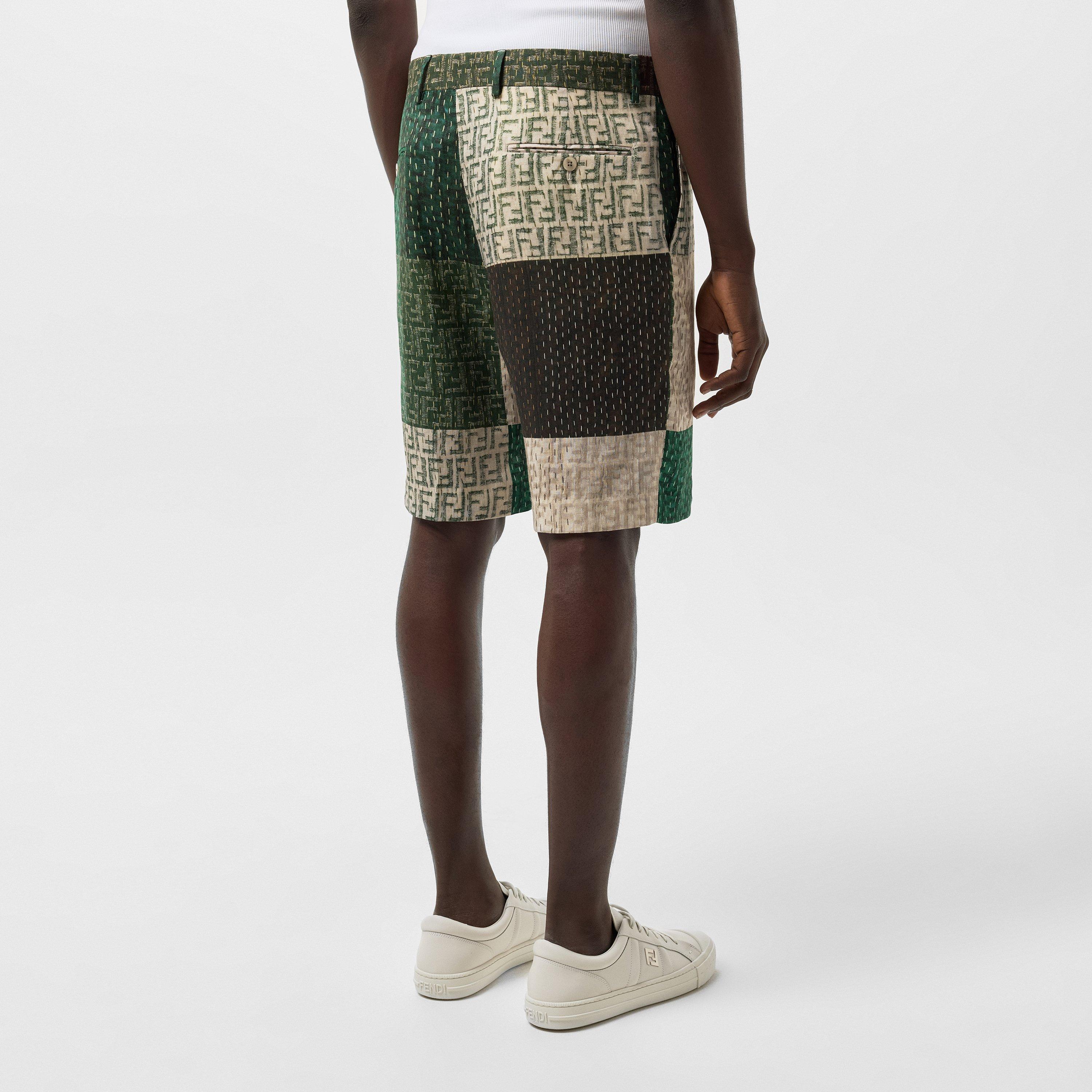 Pecan - Fendi - Patchwork Pattern Bermuda Shorts - 4