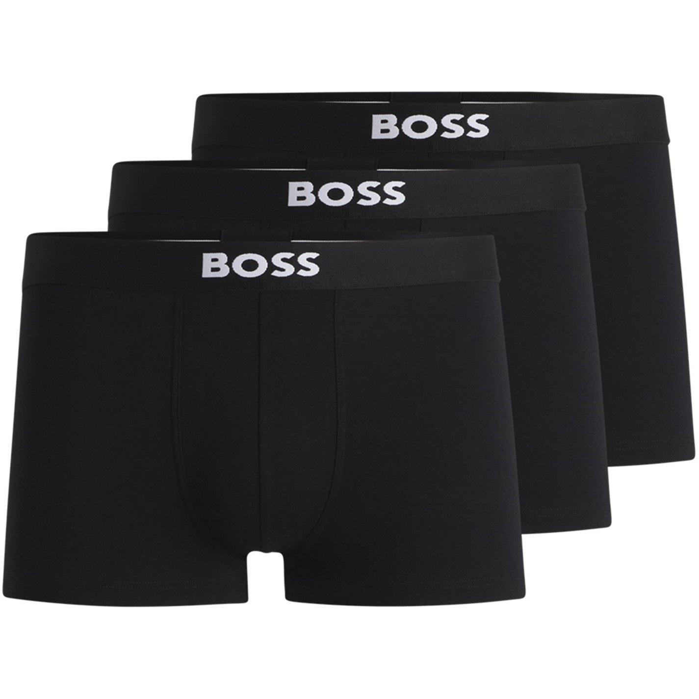 Boss Men's 3 Pack Boxers With Logo Waistband - Black 001 - Large
