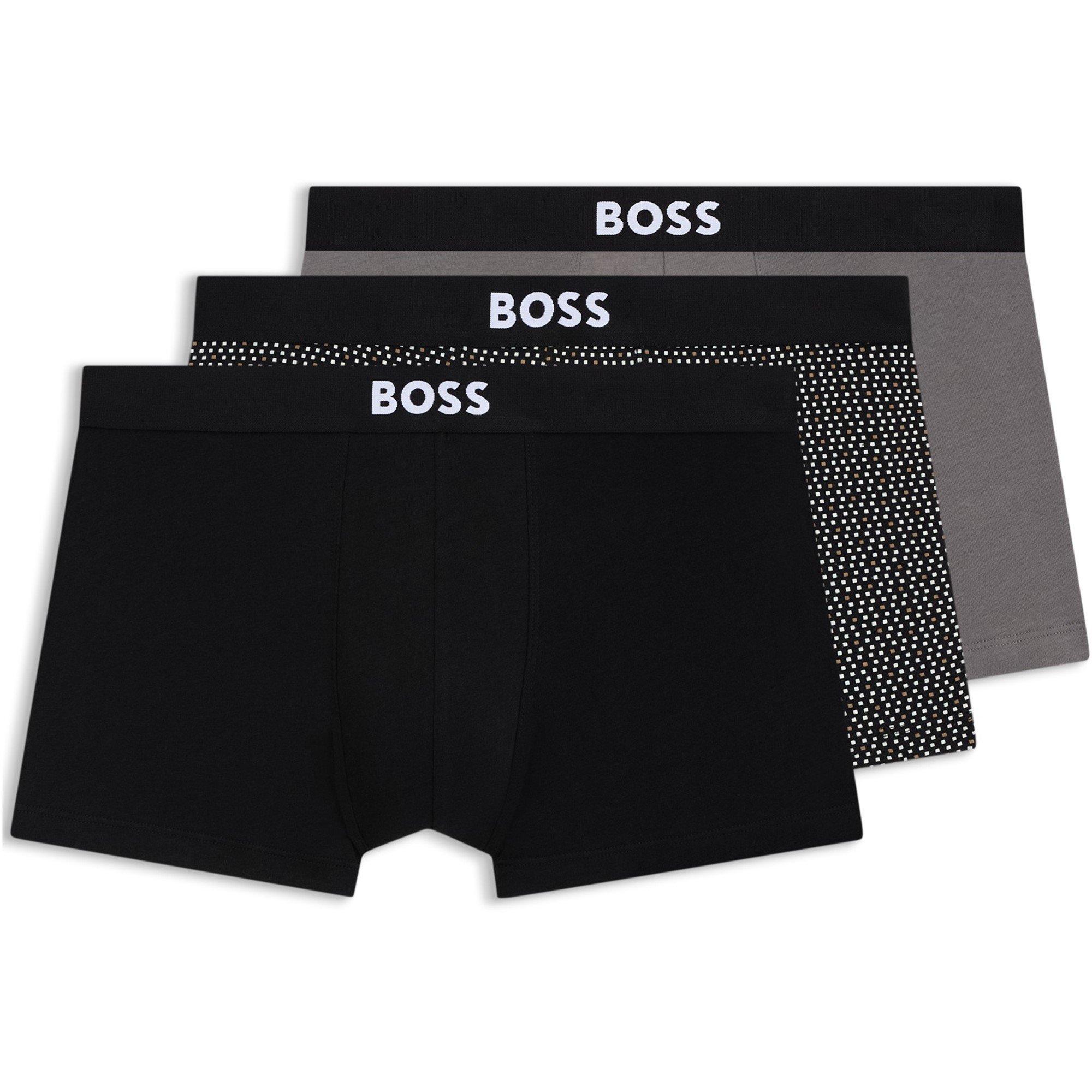 Boss Mens BOSS 3 Pack Boxers with Logo Waistband - Blk/Navy 281 - Small