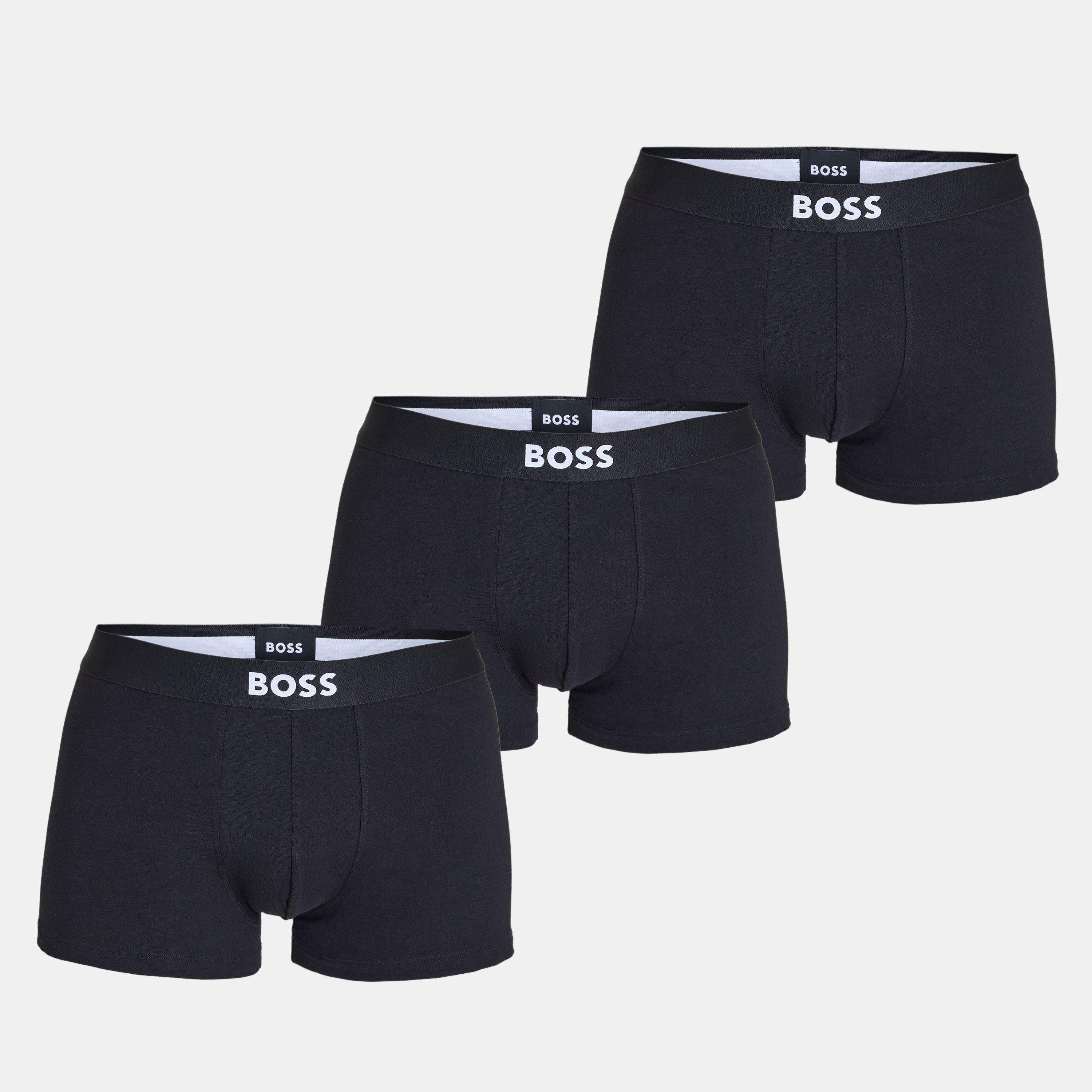 Boss Men's 3 Pack Boxers With Logo Waistband - Print/Blk/Blk - Small