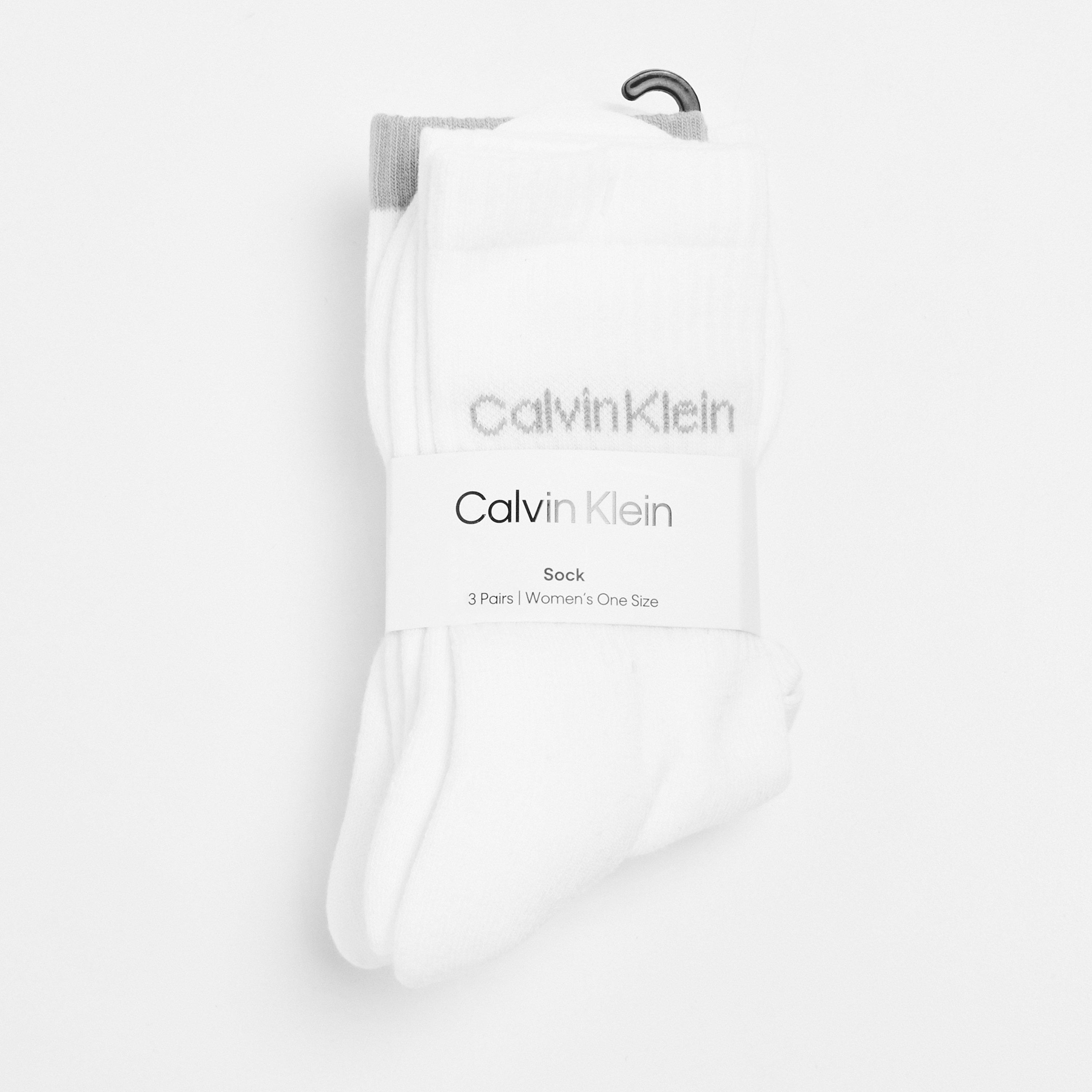 Calvin Klein Women's Ck Logo Crew Socks 3-Pack - White - Ladies 4-8
