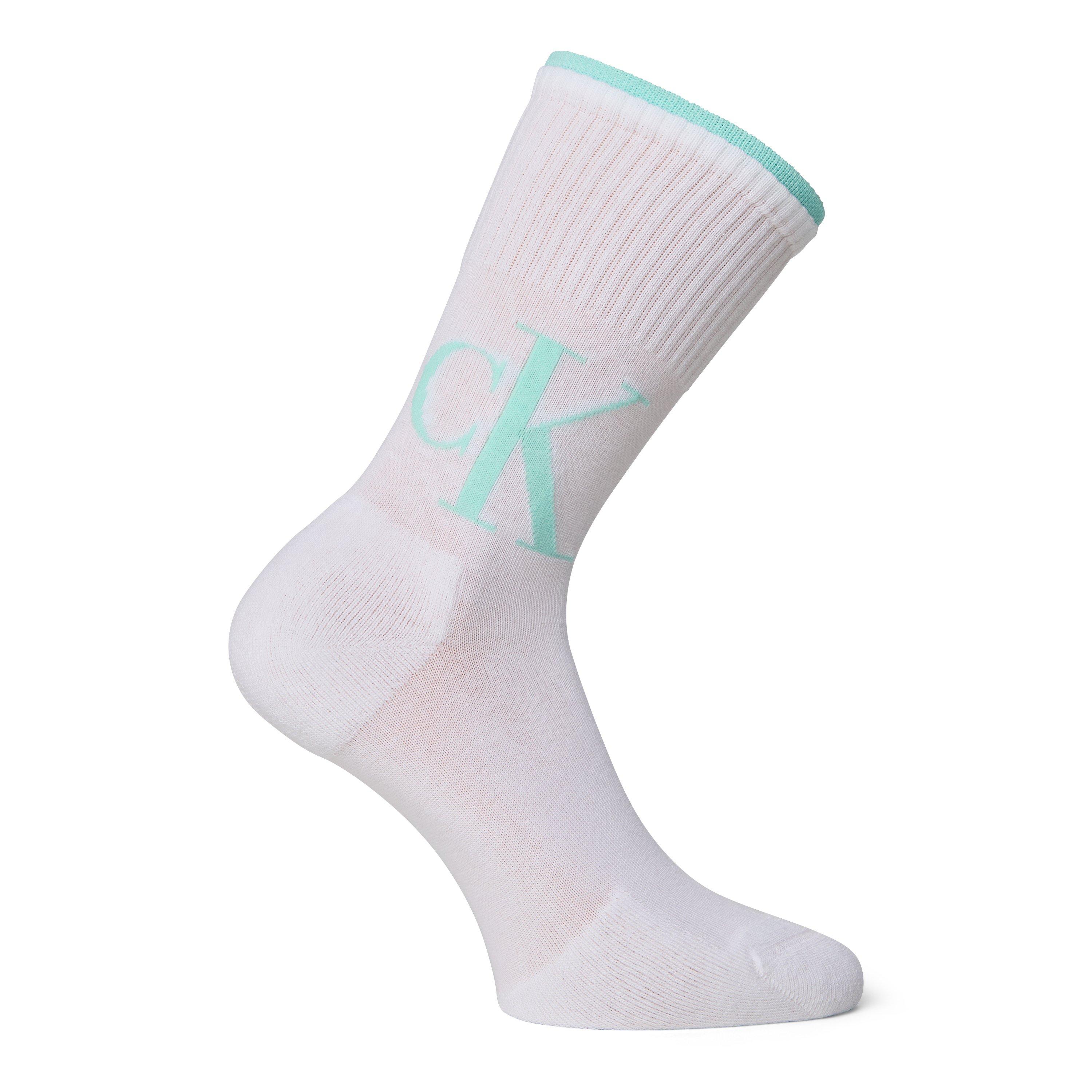 Turchese/Bianco - Calvin Klein - Women's 2 Pack Logo Crew Socks - 2