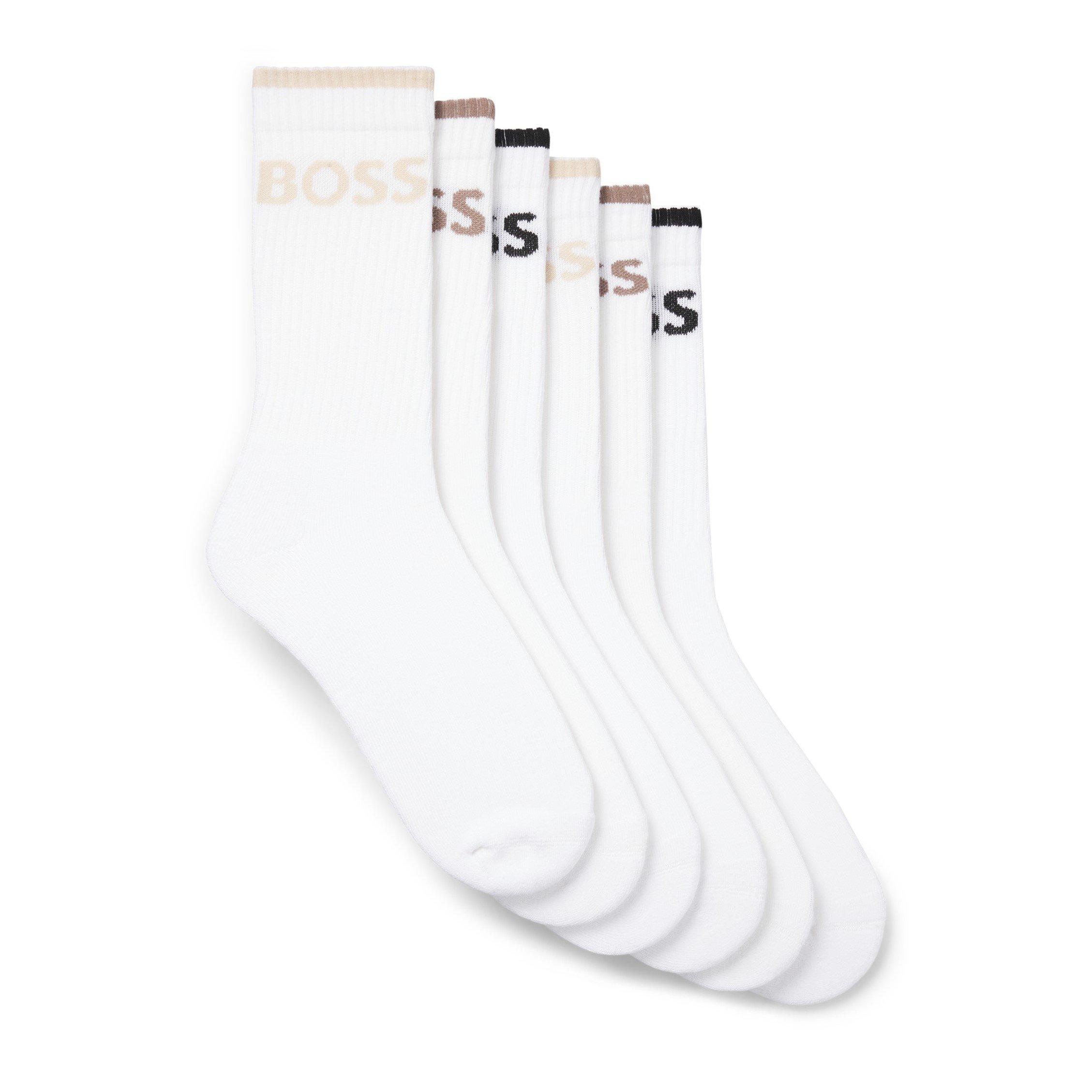 White - Boss - Men's Stripe Crew Socks - 1