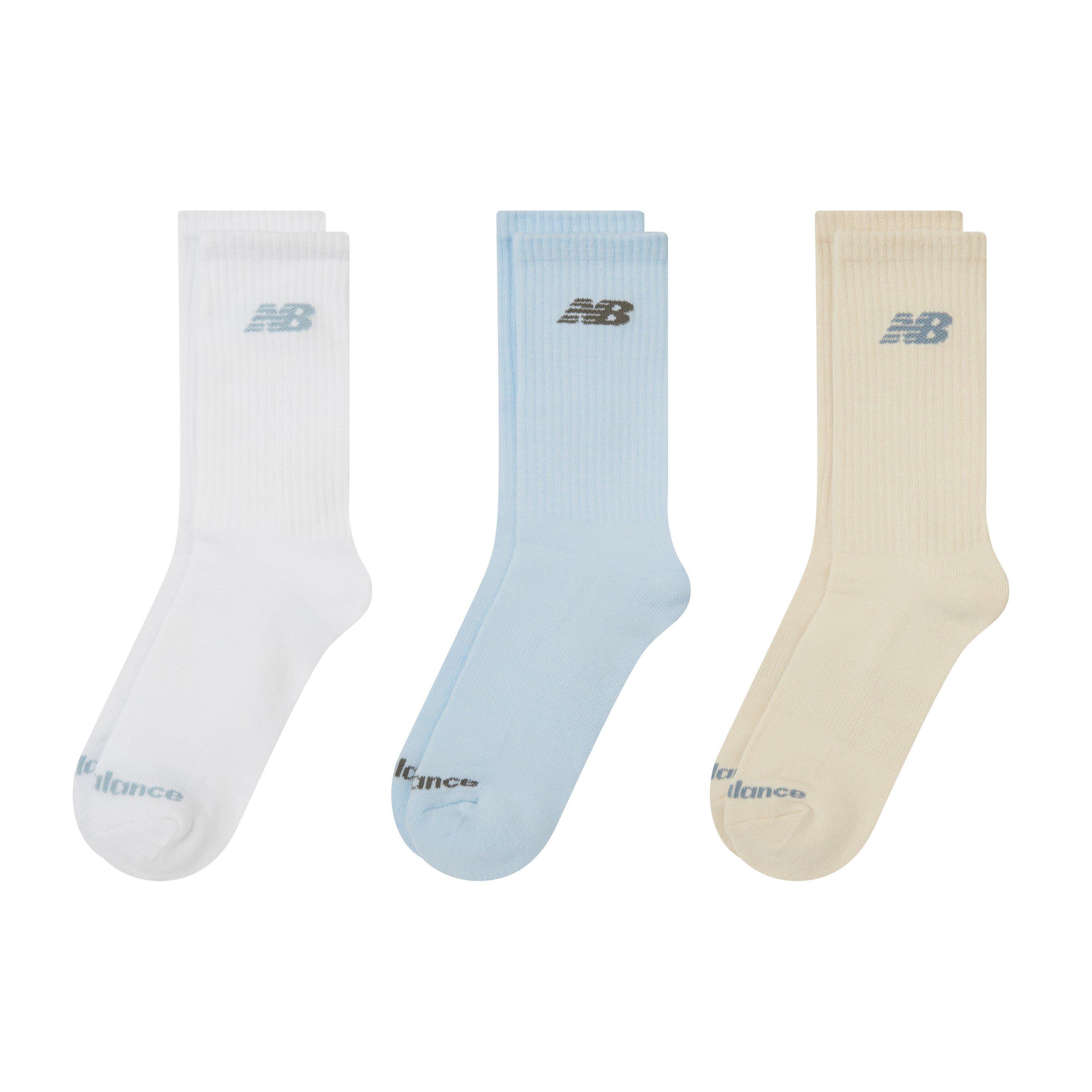 New Balance  Everyday Crew Socks 3-Pack Adults - White/Blu/Cream - 2-4(XS)