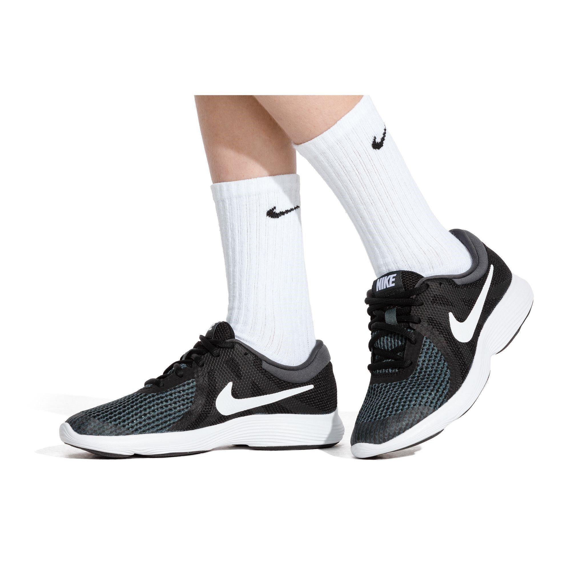 White/Black - Nike - Everyday Juniors Cushioned Crew Socks 6 Pairs - 16