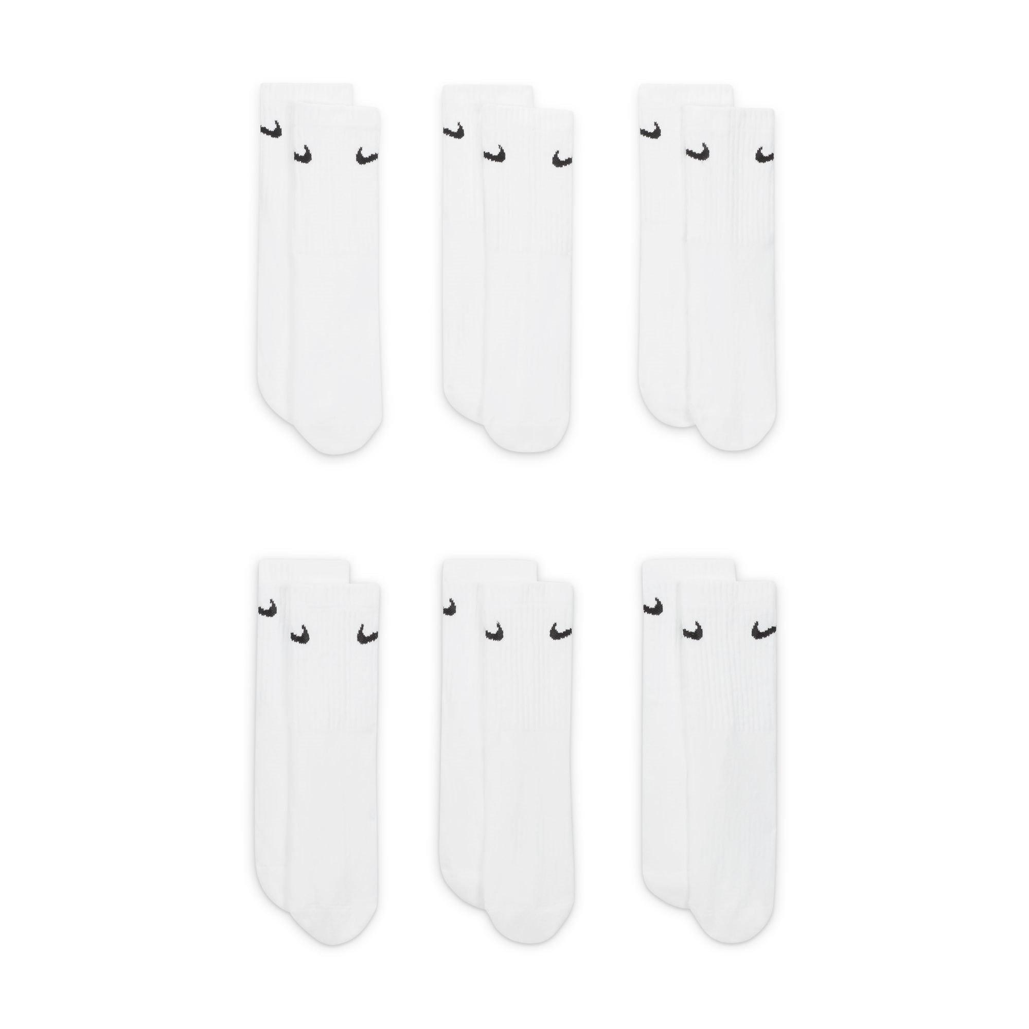 White/Black - Nike - Everyday Juniors Cushioned Crew Socks 6 Pairs - 4