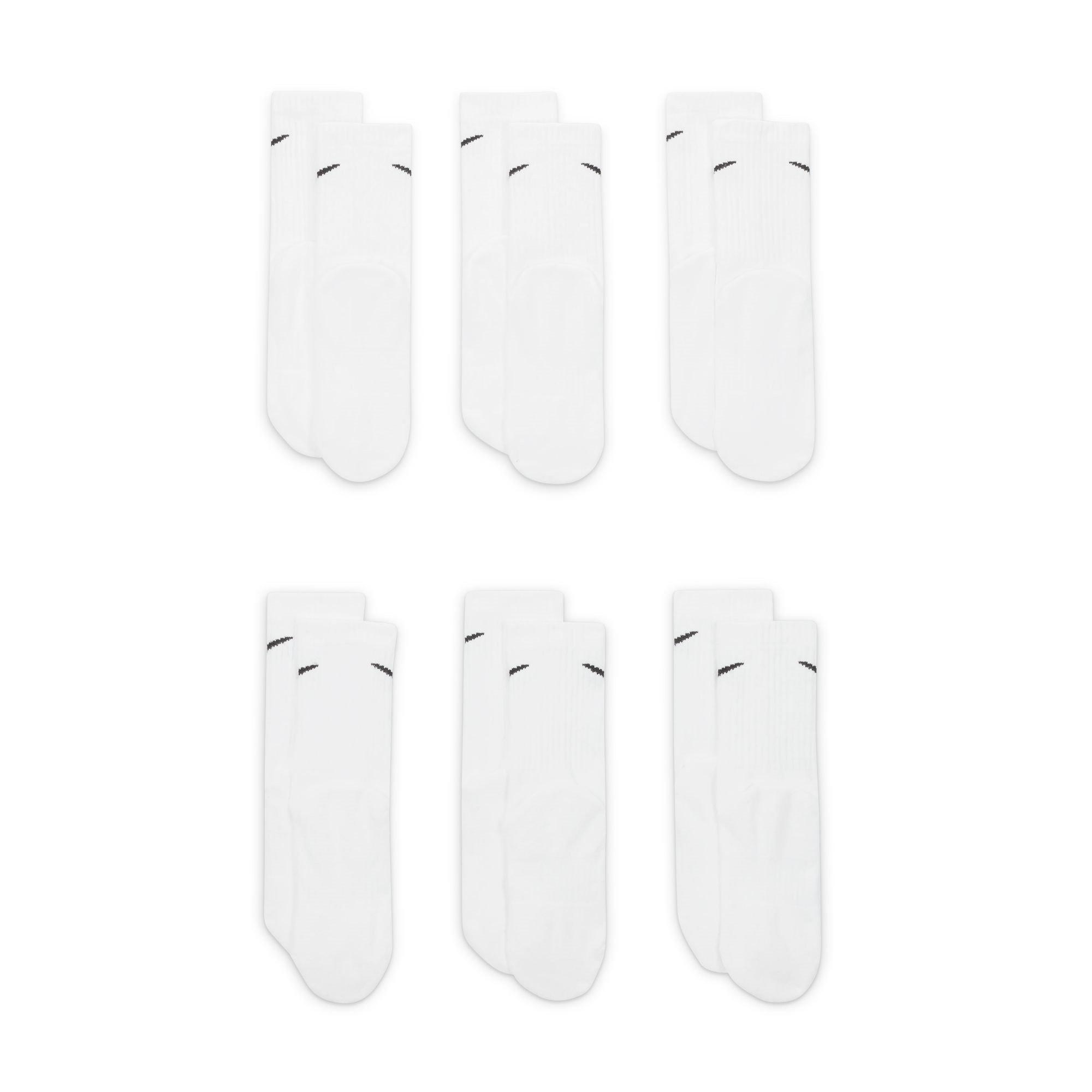 White/Black - Nike - Everyday Juniors Cushioned Crew Socks 6 Pairs - 6