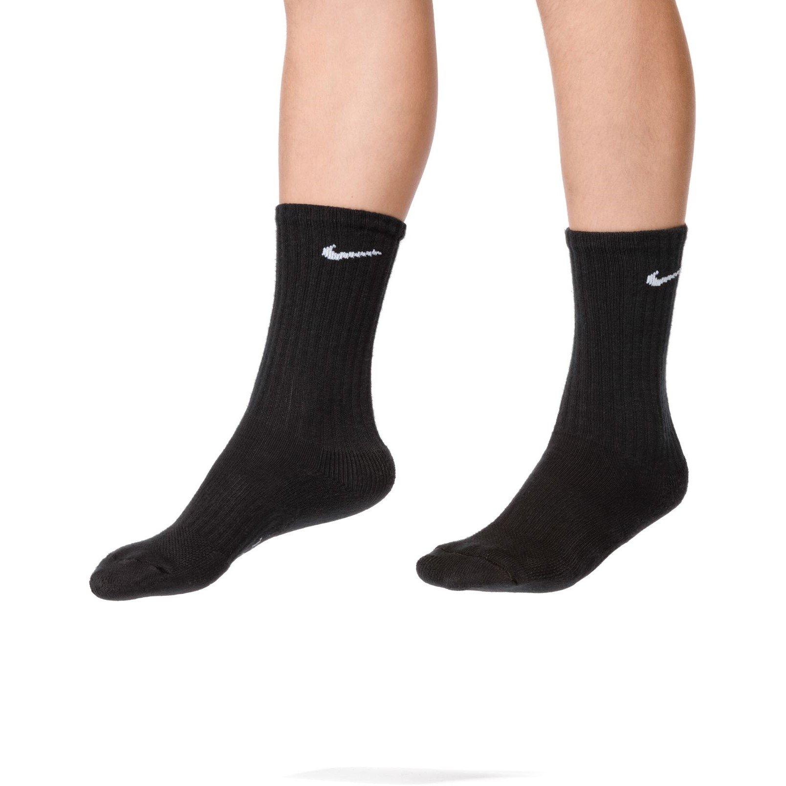 Black/White - Nike - Everyday Juniors Cushioned Crew Socks 6 Pairs - 12