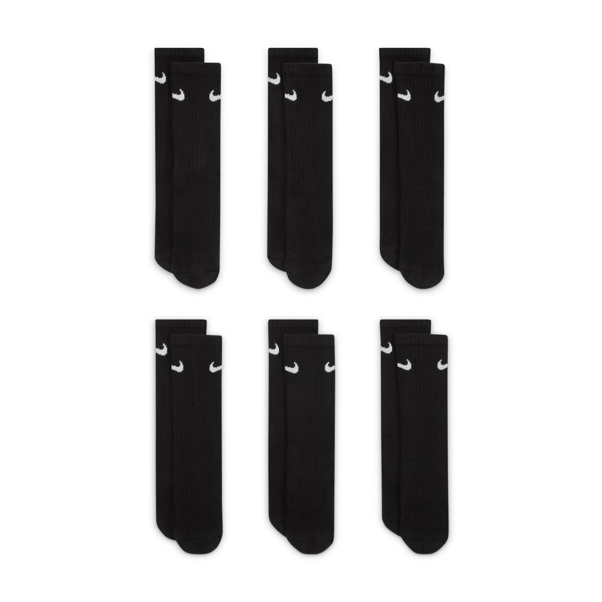 Black/White - Nike - Everyday Juniors Cushioned Crew Socks 6 Pairs - 4