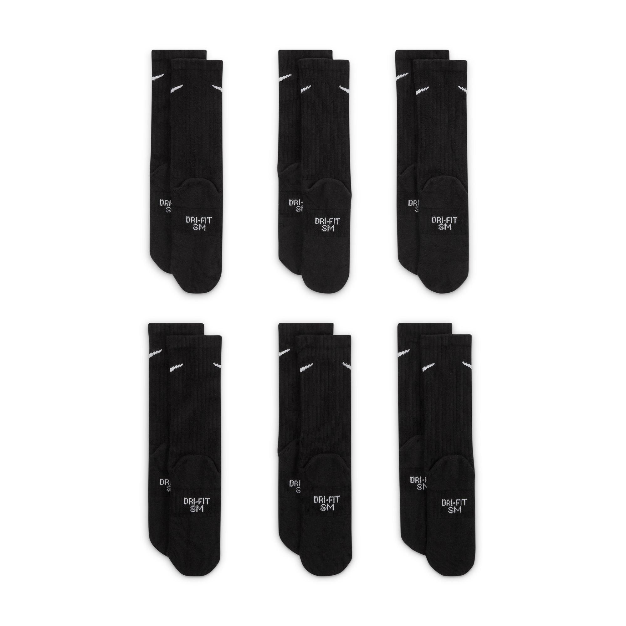 Black/White - Nike - Everyday Juniors Cushioned Crew Socks 6 Pairs - 6