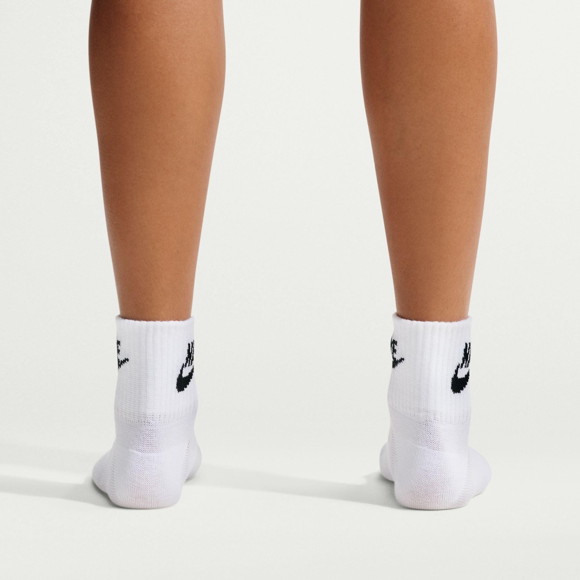 White/Black - Nike - Everyday Essential Adults Ankle Socks 3 Pairs - 8
