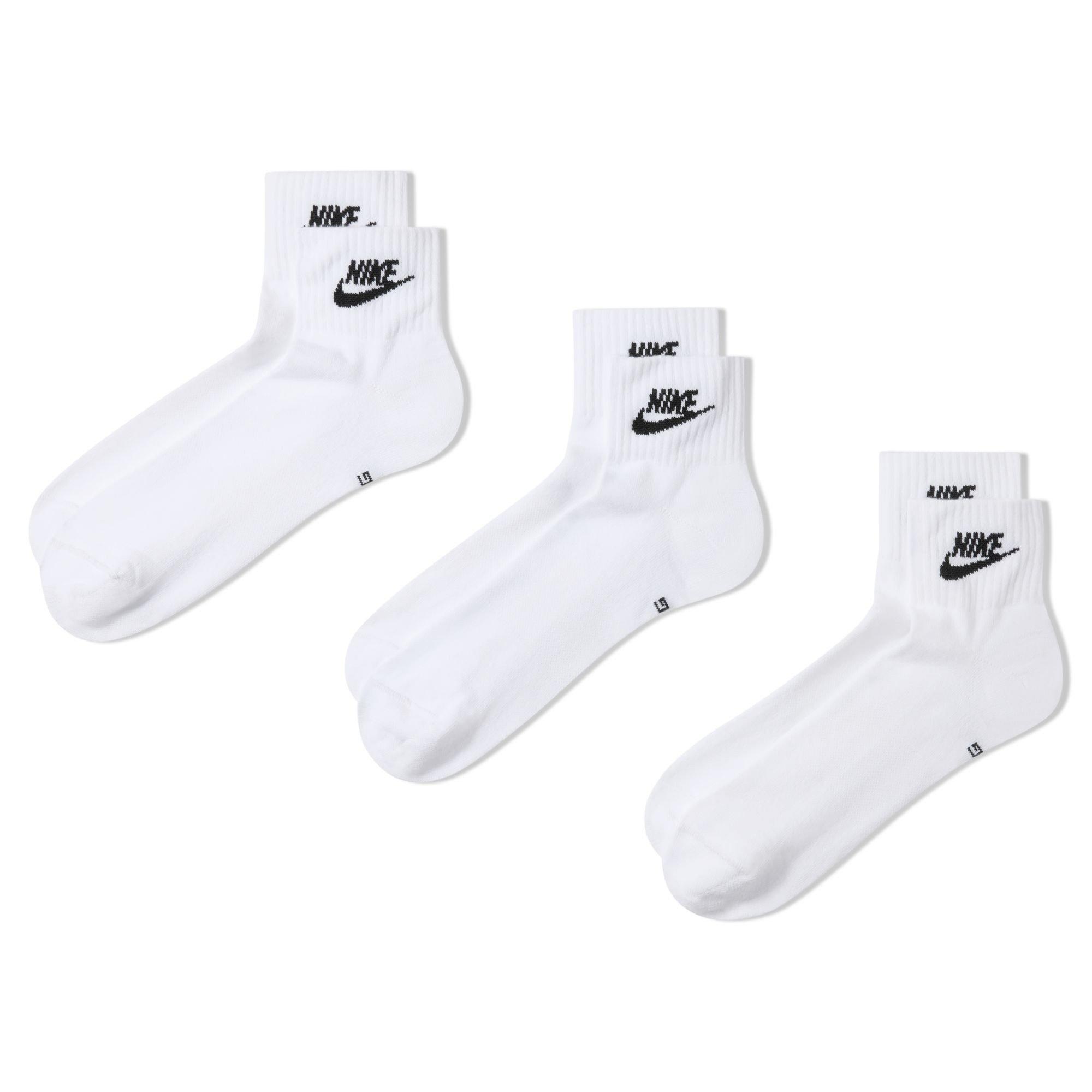 White/Black - Nike - Everyday Essential Adults Ankle Socks 3 Pairs - 9