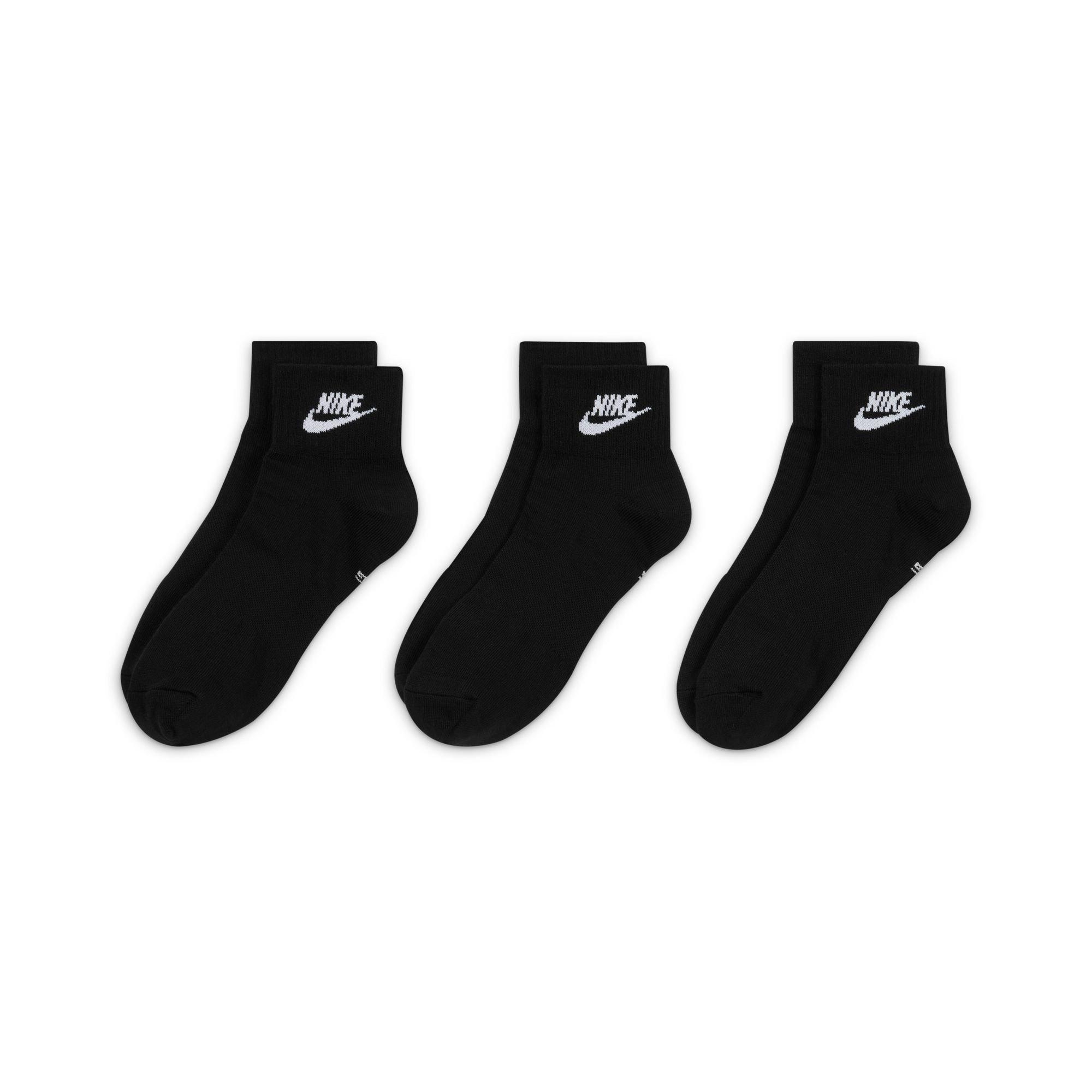 Black/White - Nike - Everyday Essential Adults Ankle Socks 3 Pairs - 3