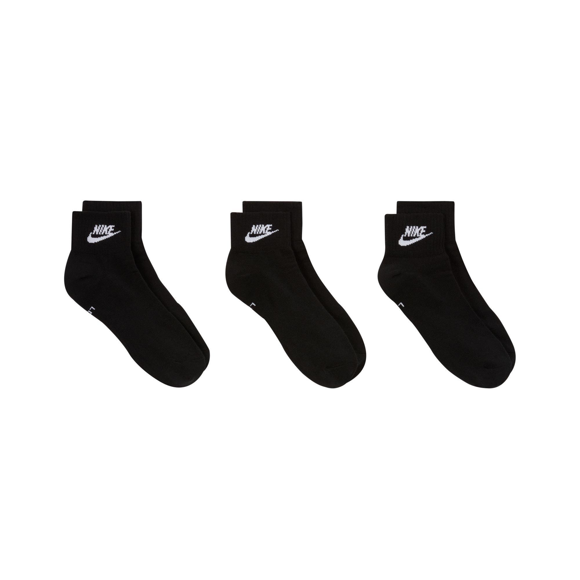Black/White - Nike - Everyday Essential Adults Ankle Socks 3 Pairs - 4