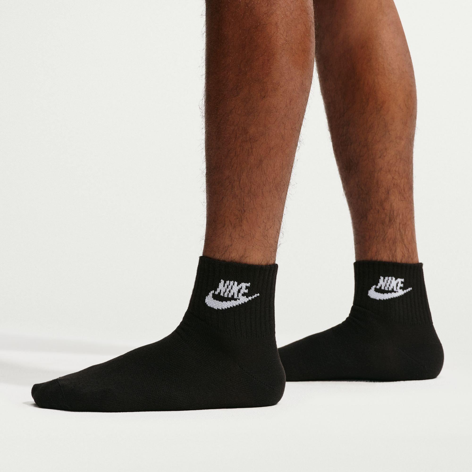 Black/White - Nike - Everyday Essential Adults Ankle Socks 3 Pairs - 6