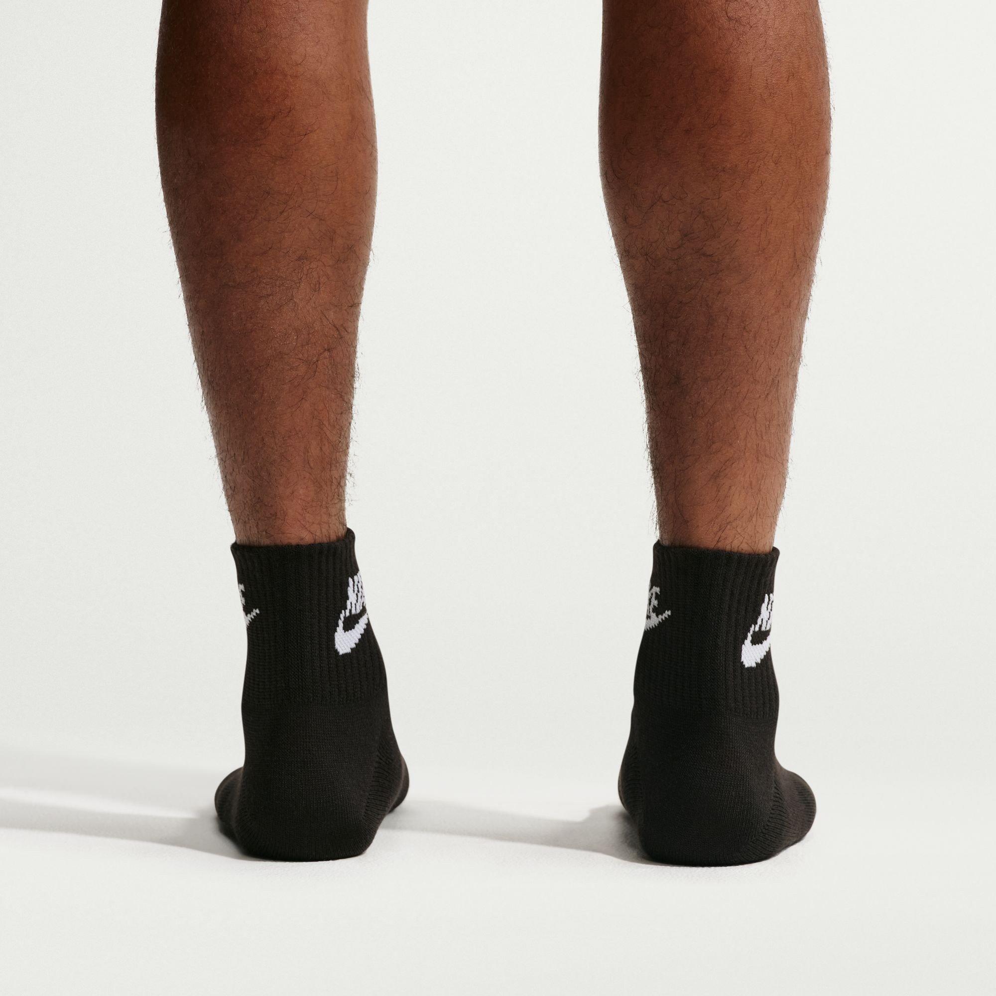 Black/White - Nike - Everyday Essential Adults Ankle Socks 3 Pairs - 8