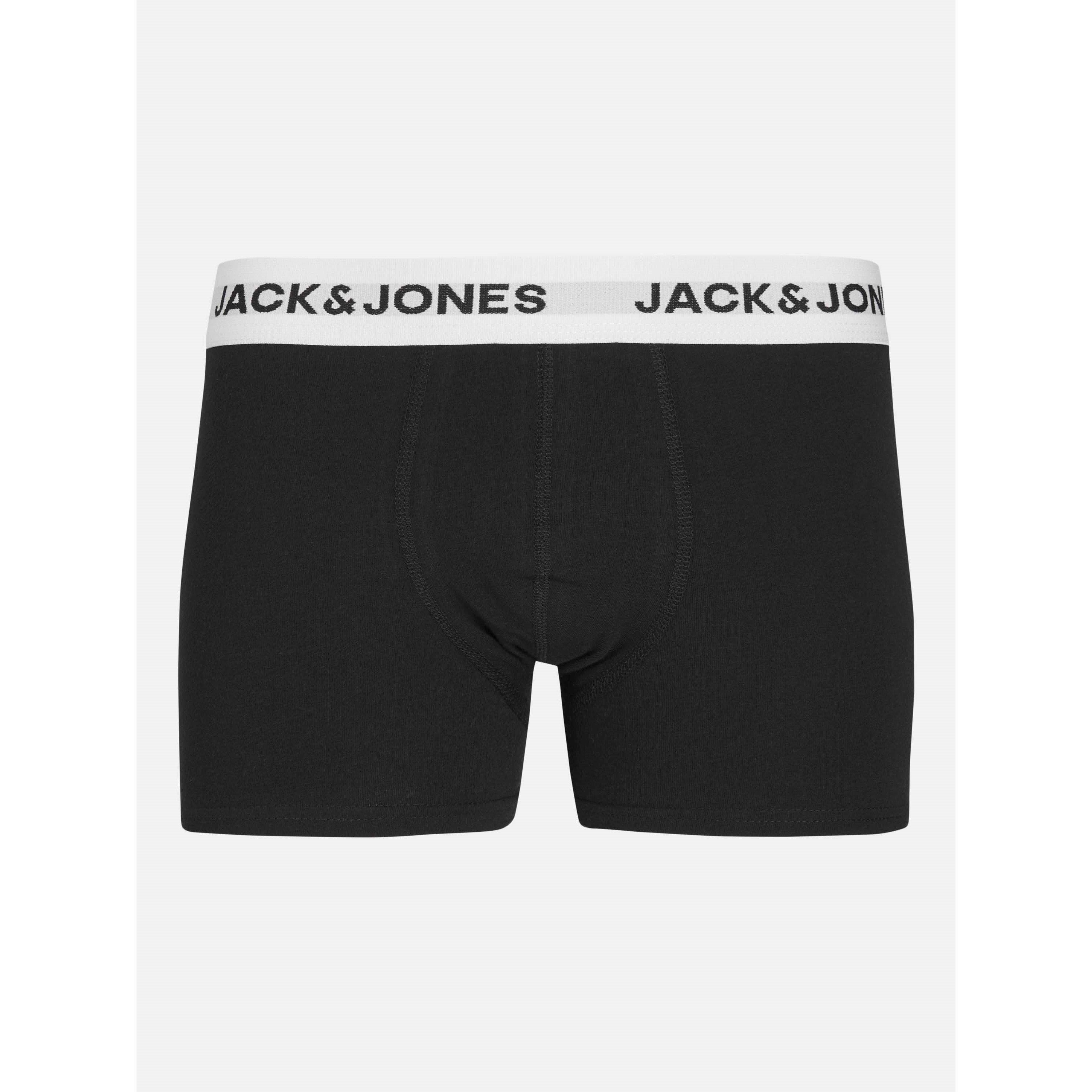 Black - Jack and Jones - White Waistband 5 Pack Boxer Trunks Junior Boys - 5
