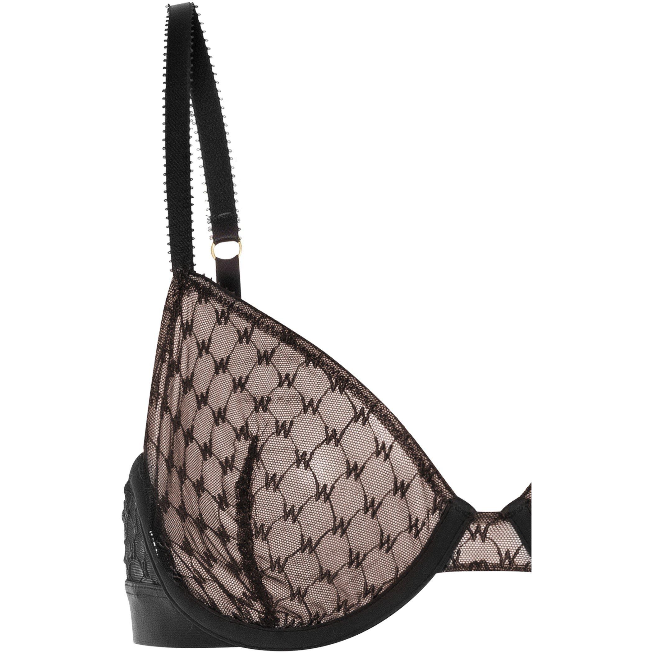 Black - Wolford - Logo Lace Underwire Bra - 6