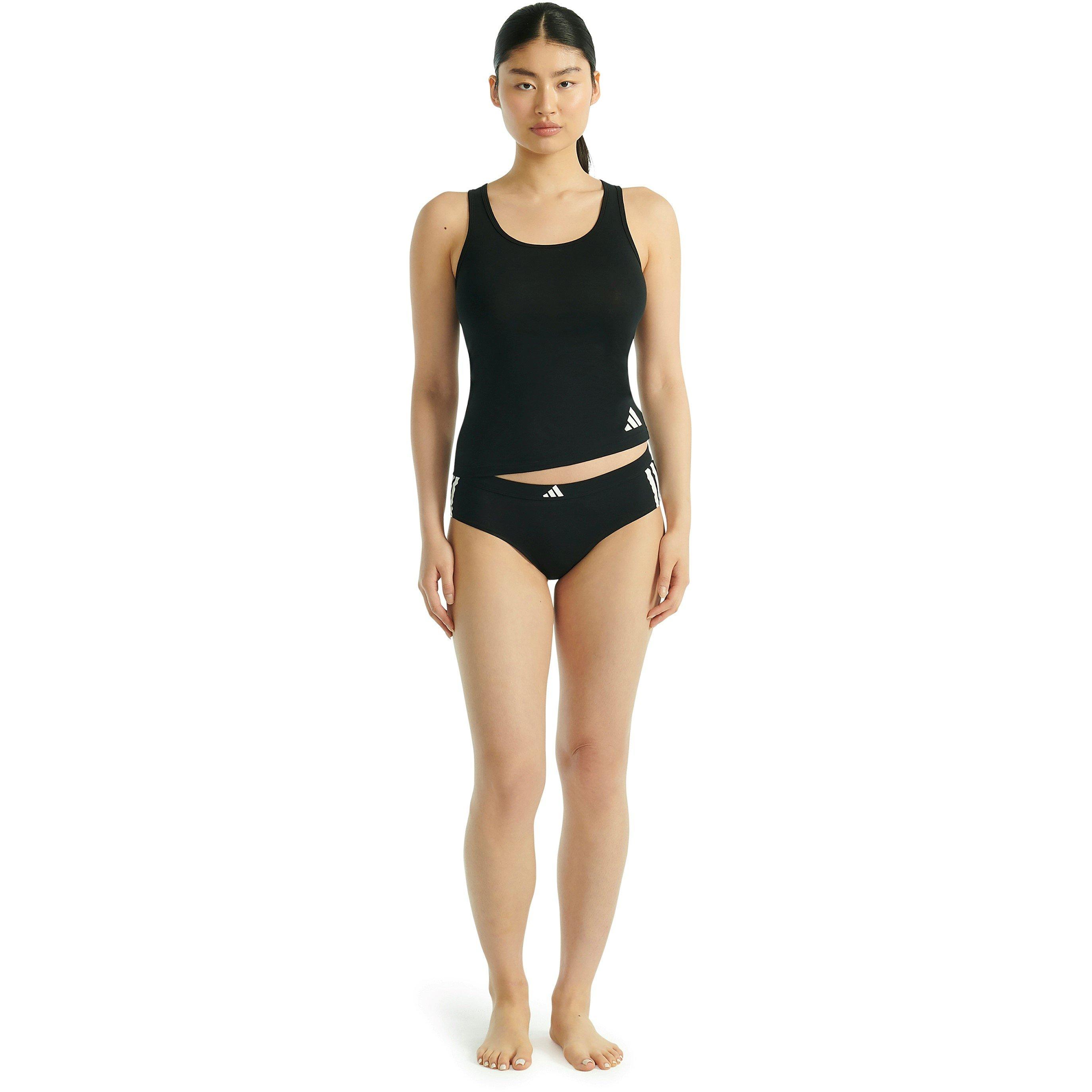 Adidas Women's Active Essentials Cotton 3 Stripes Hipster - Black - 8 (XS)